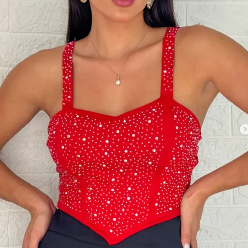 Top feminino com brilho