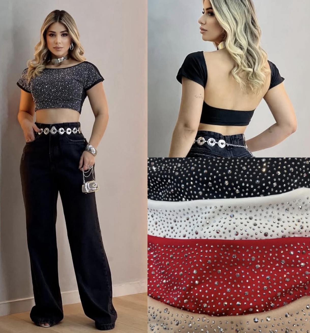 Top Cropped com Brilhos