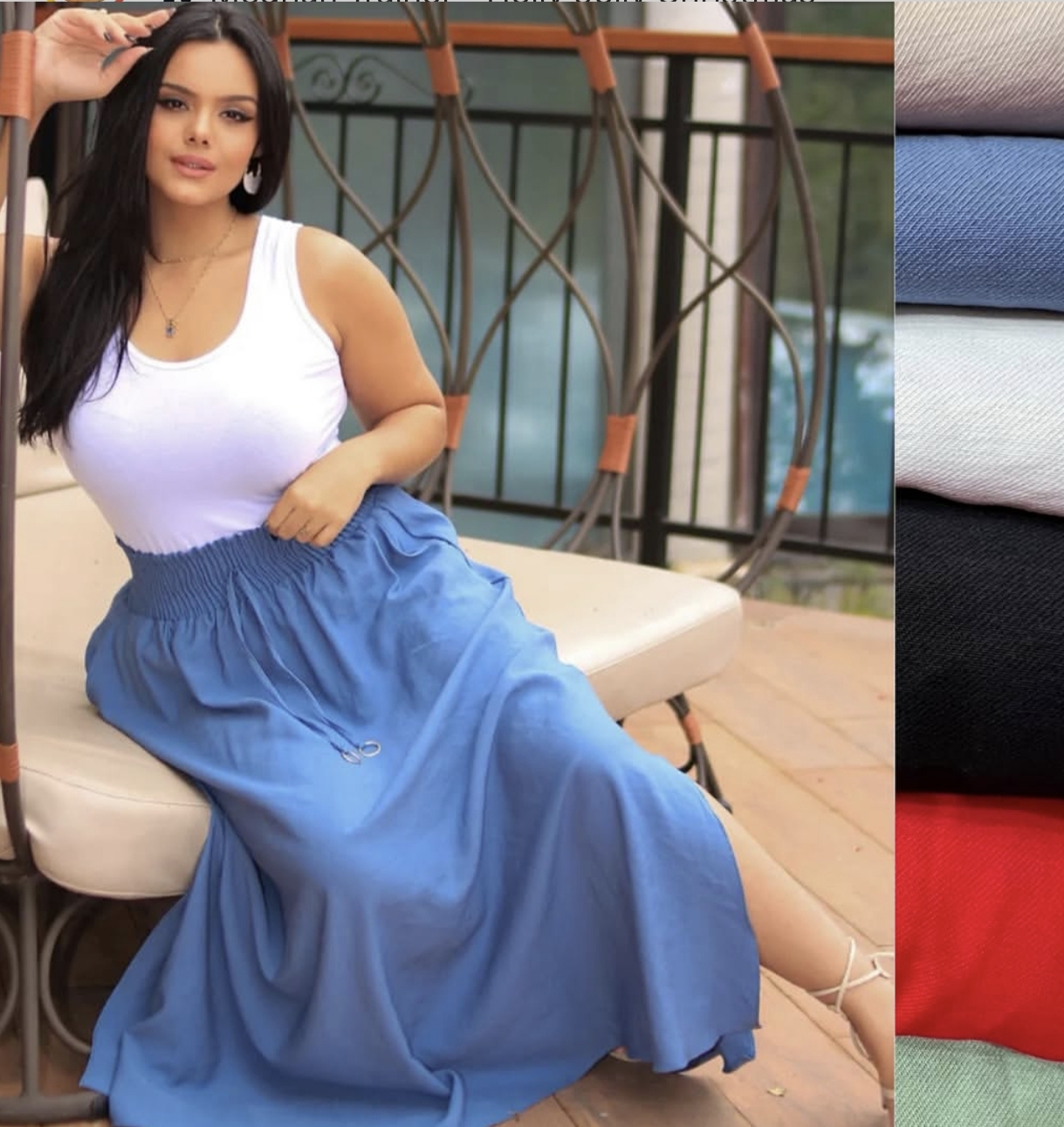 Saia longa feminina em tecido sensorial