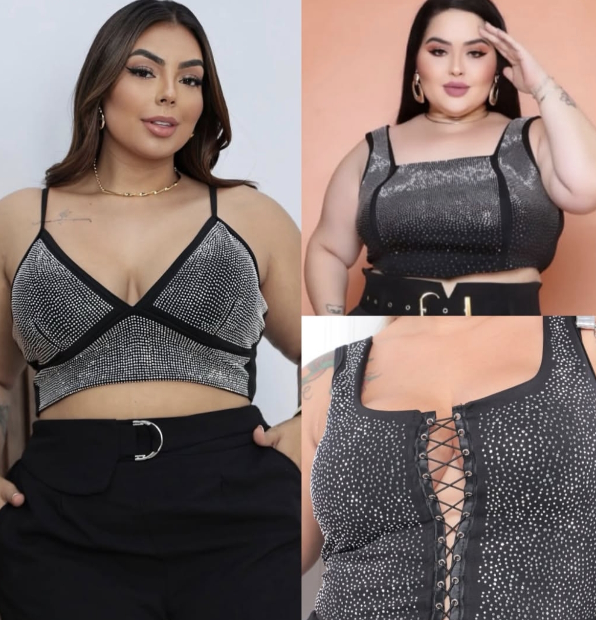 Top fashion brilho plus size