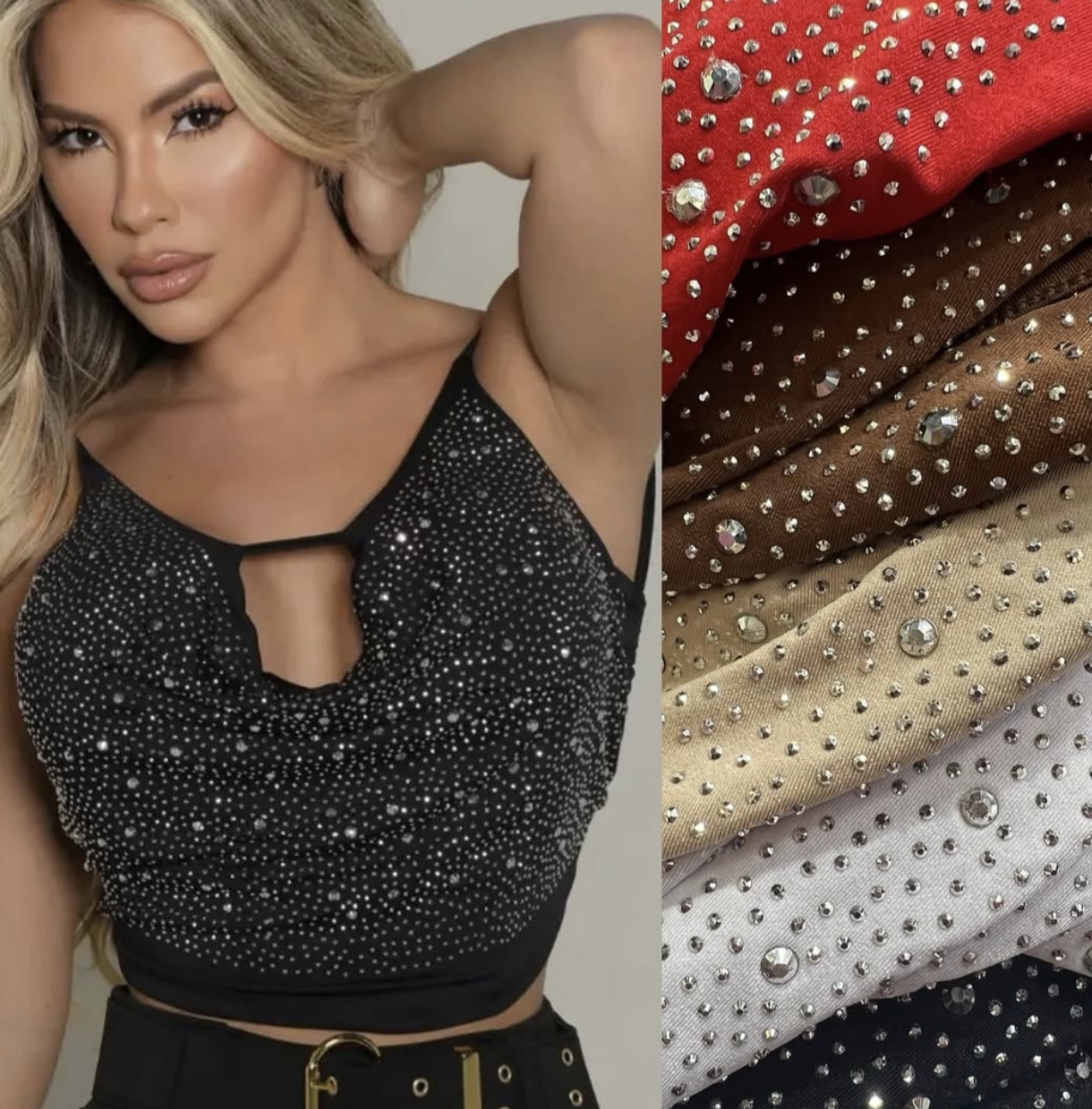 Top Cropped com Strass