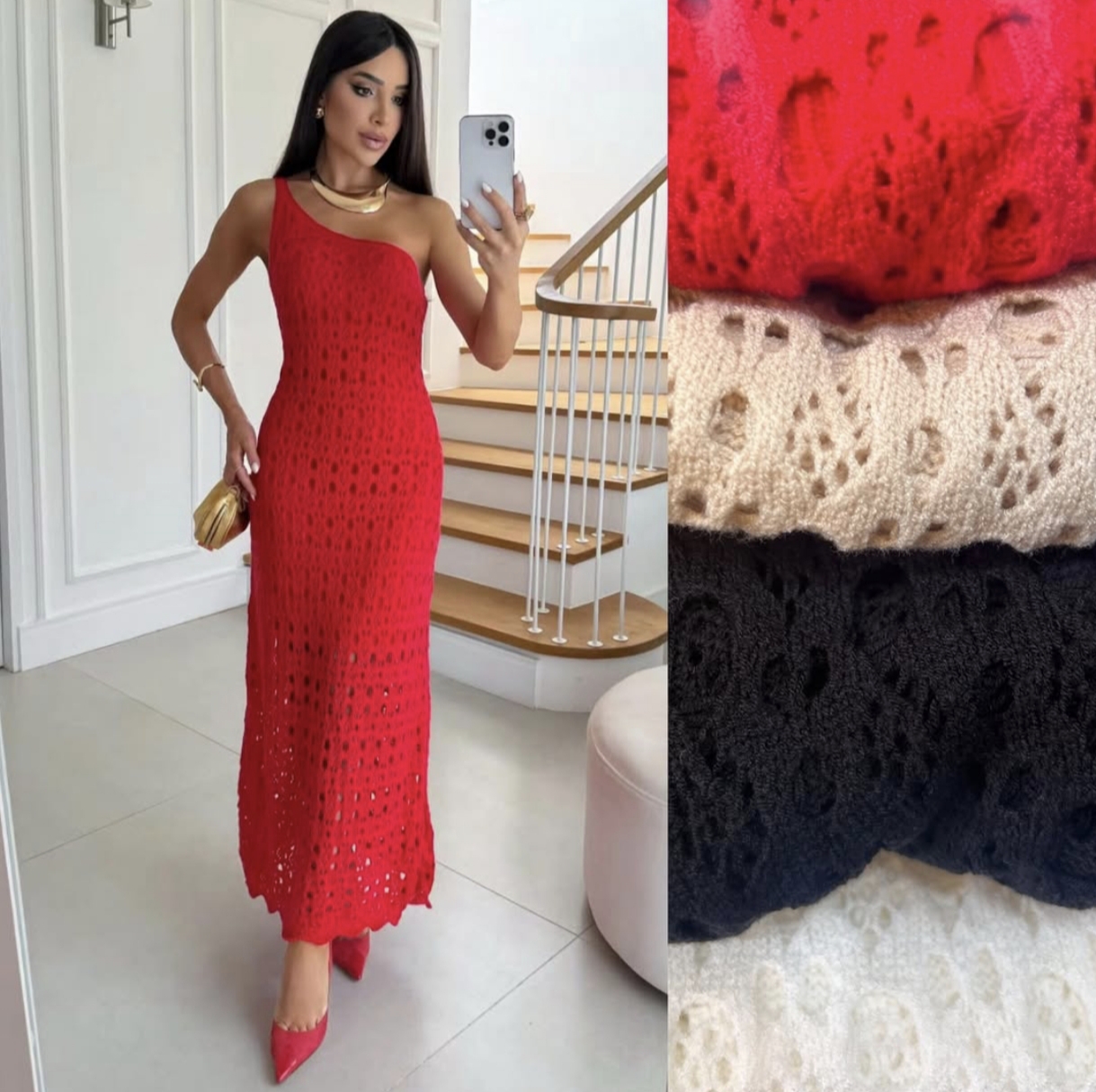 Vestido longo de tricô modal