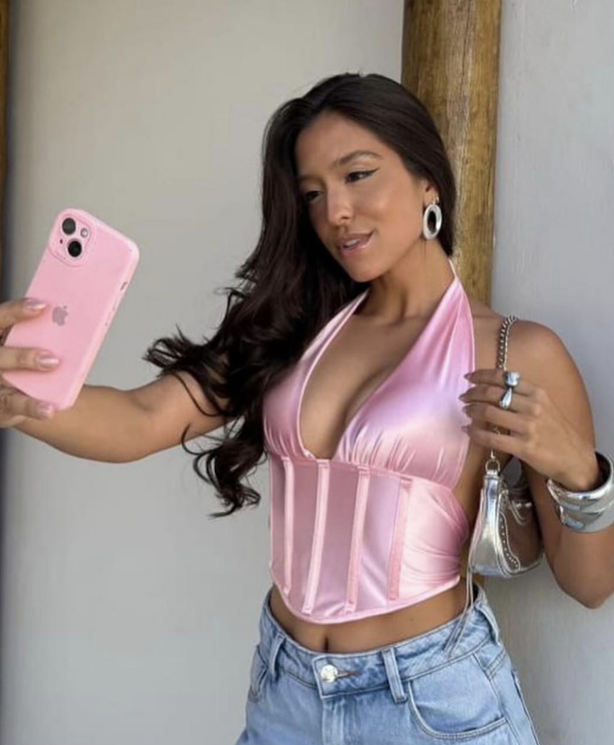 Top corset verde cetim