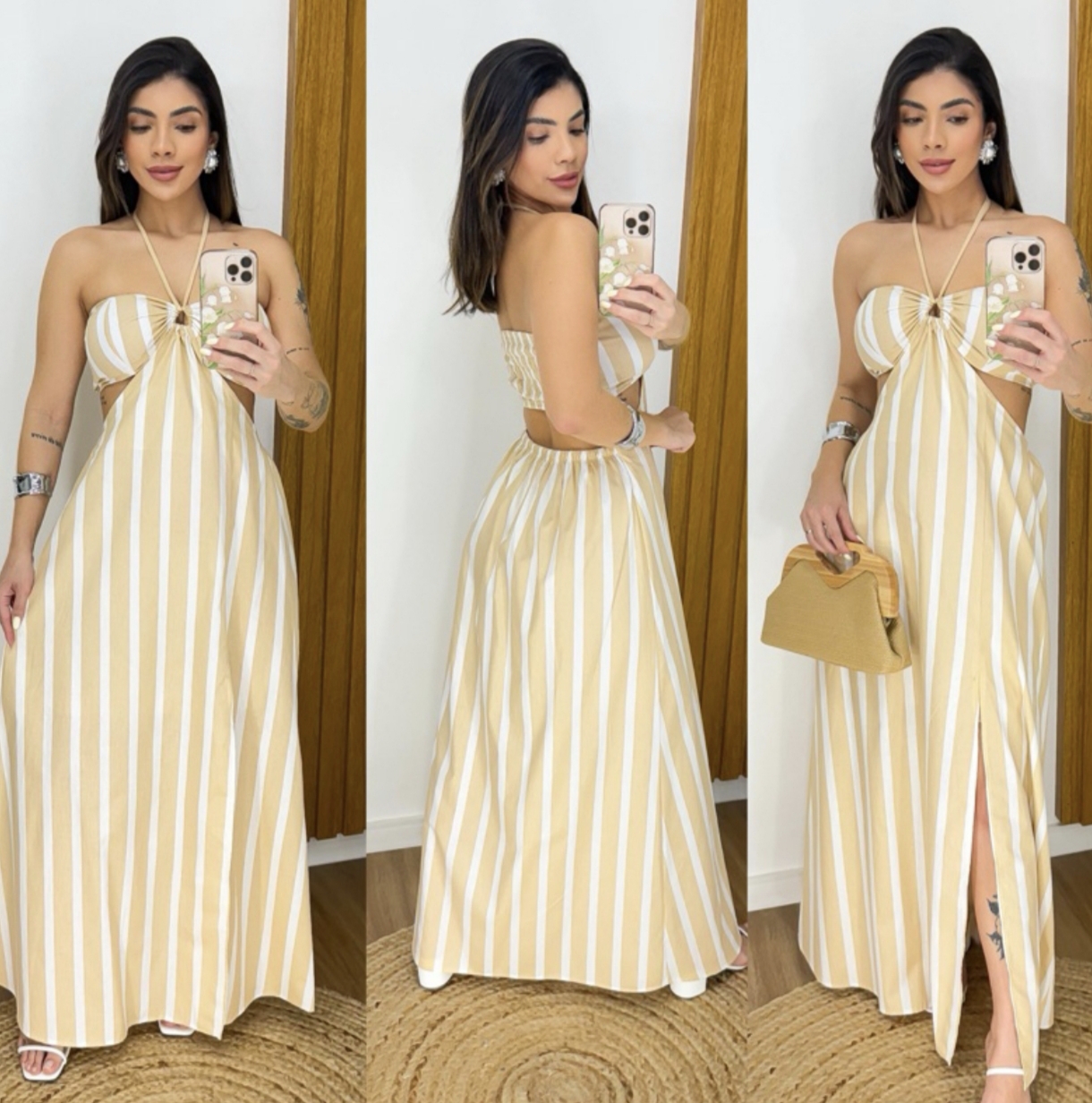 Vestido longo listrado