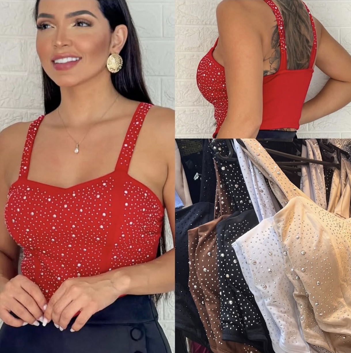 Top feminino com brilho