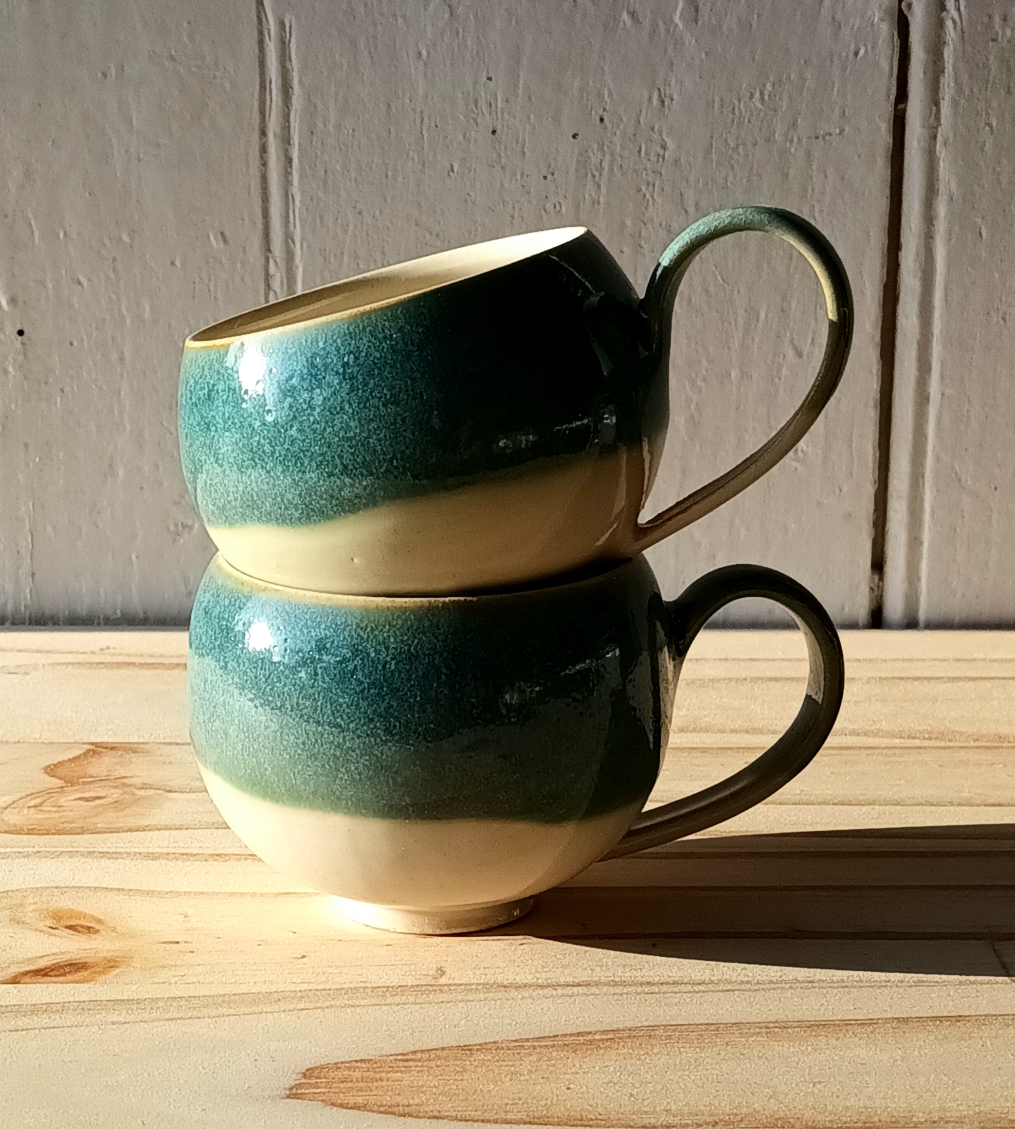 Tasse cocon vert et crème