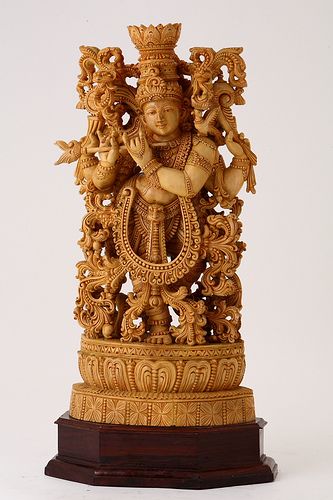 Intricately Carved Wooden Statue