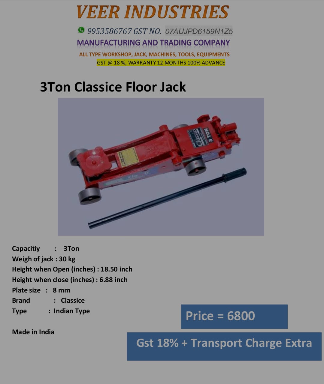 3 ton floor jack