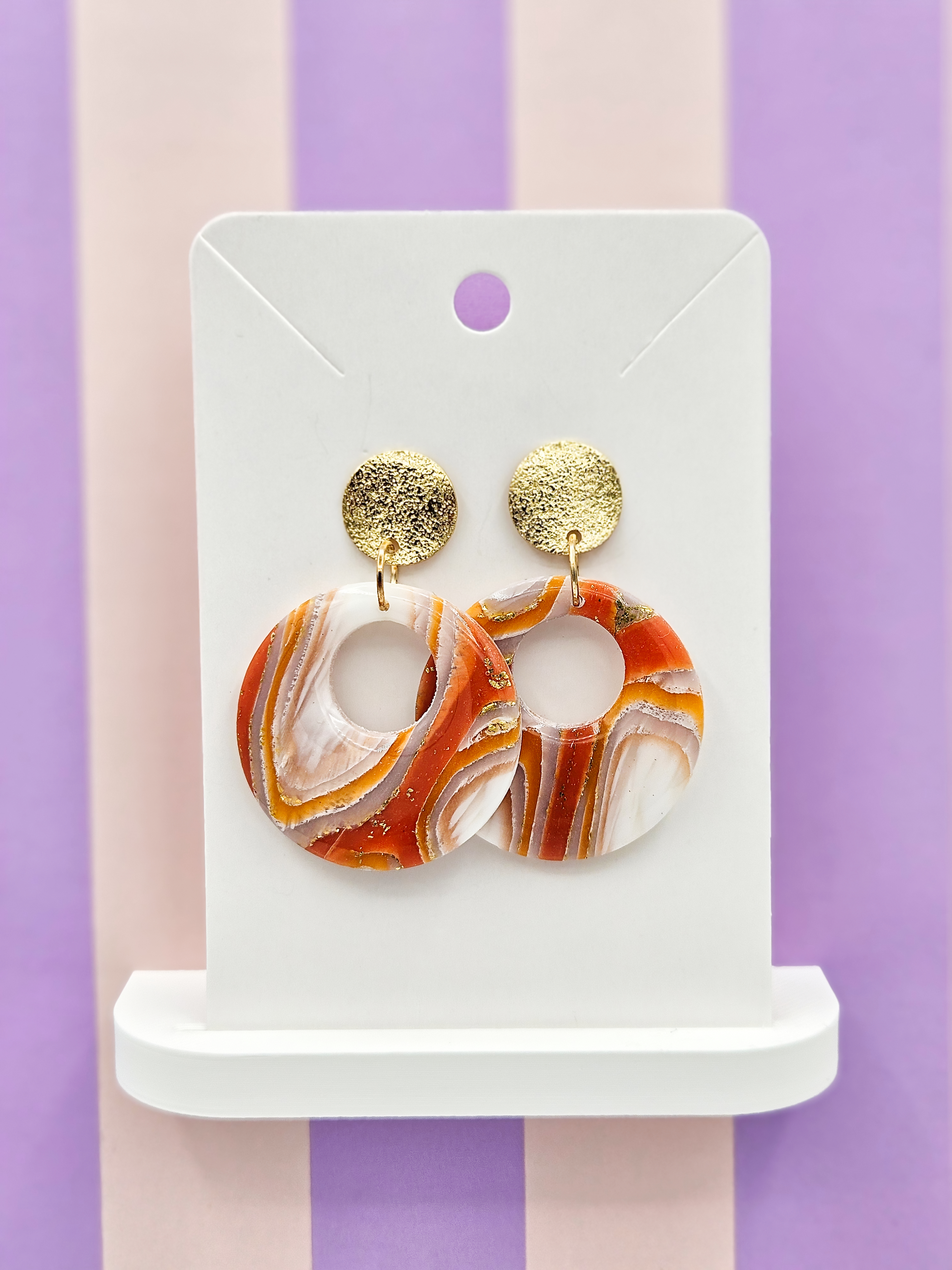 Polymeerklei oorbellen - Agaat