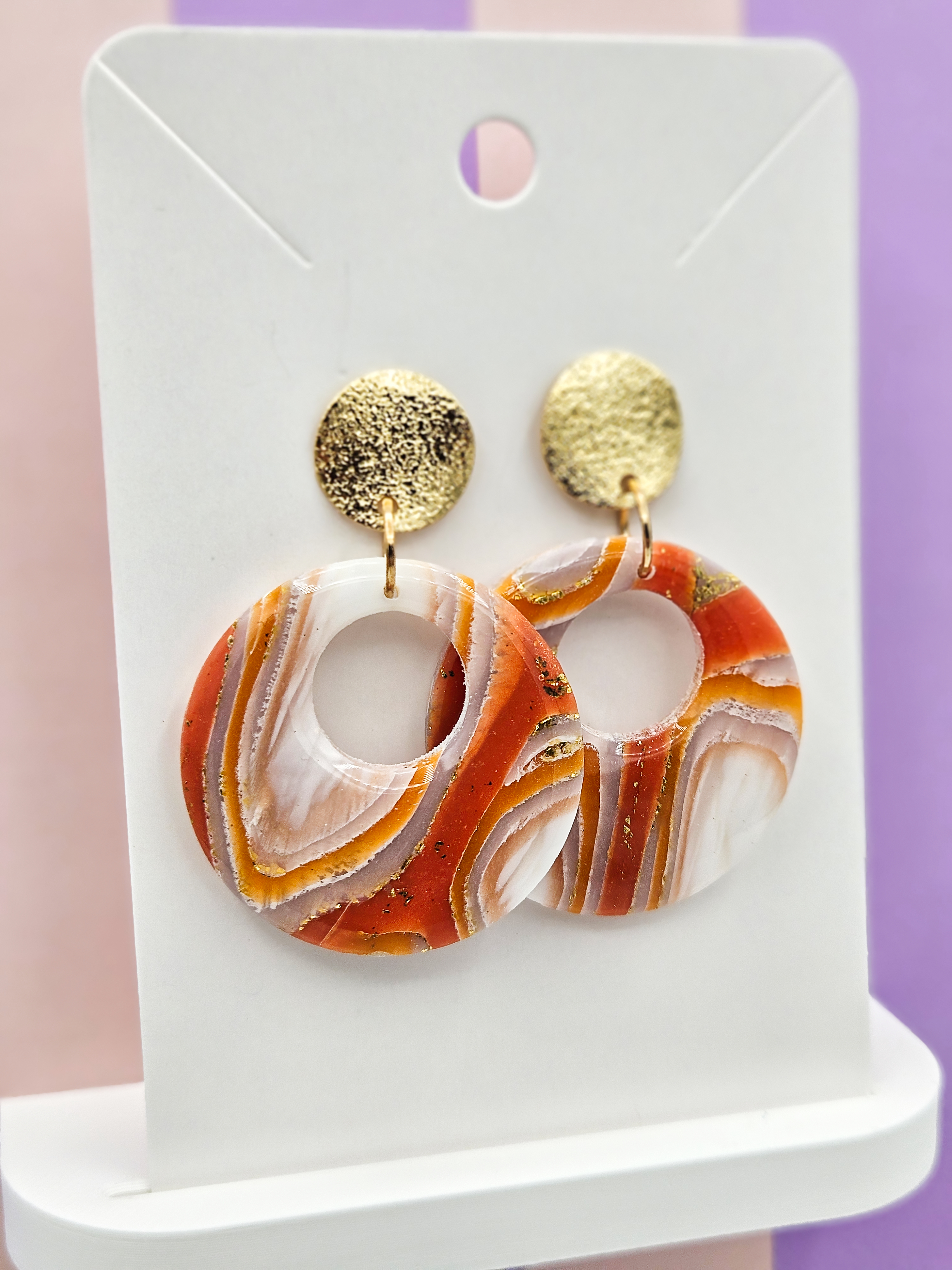 Polymeerklei oorbellen - Agaat