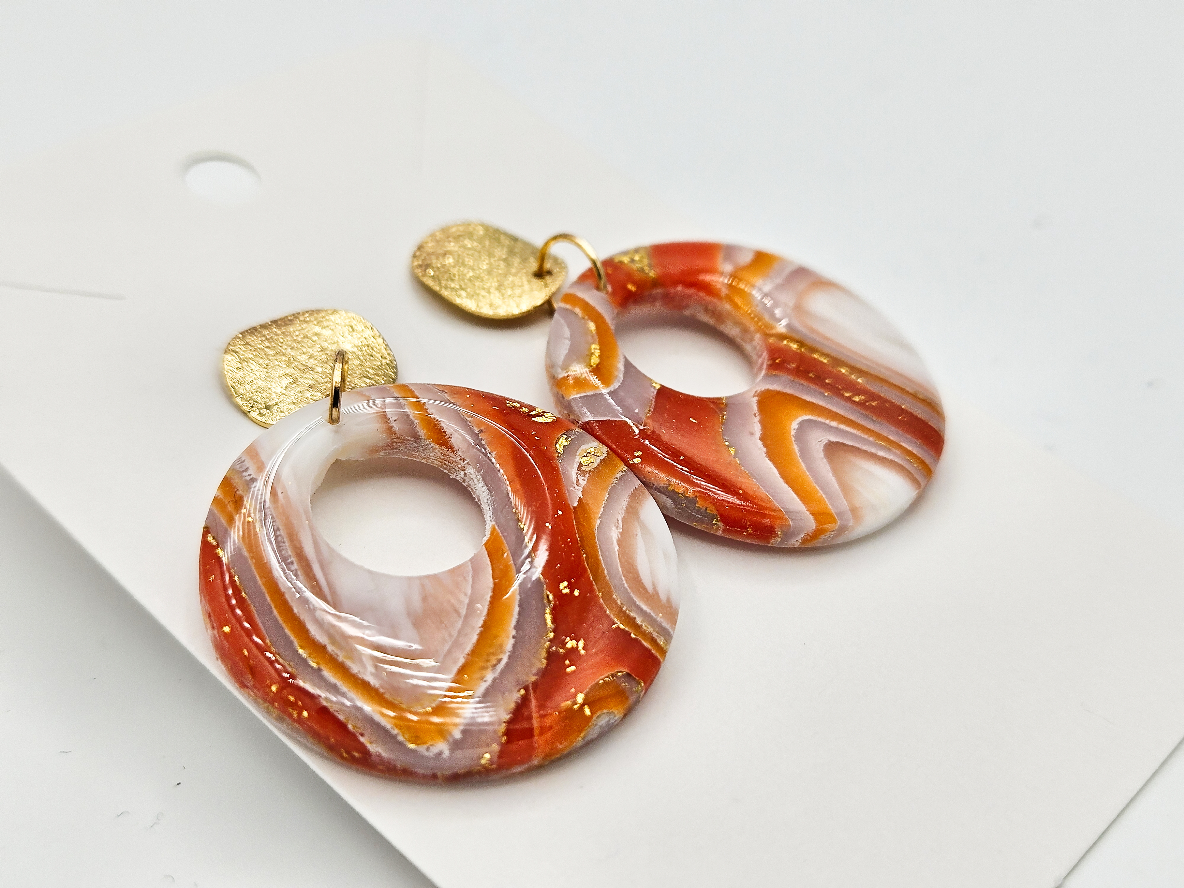 Polymeerklei oorbellen - Agaat