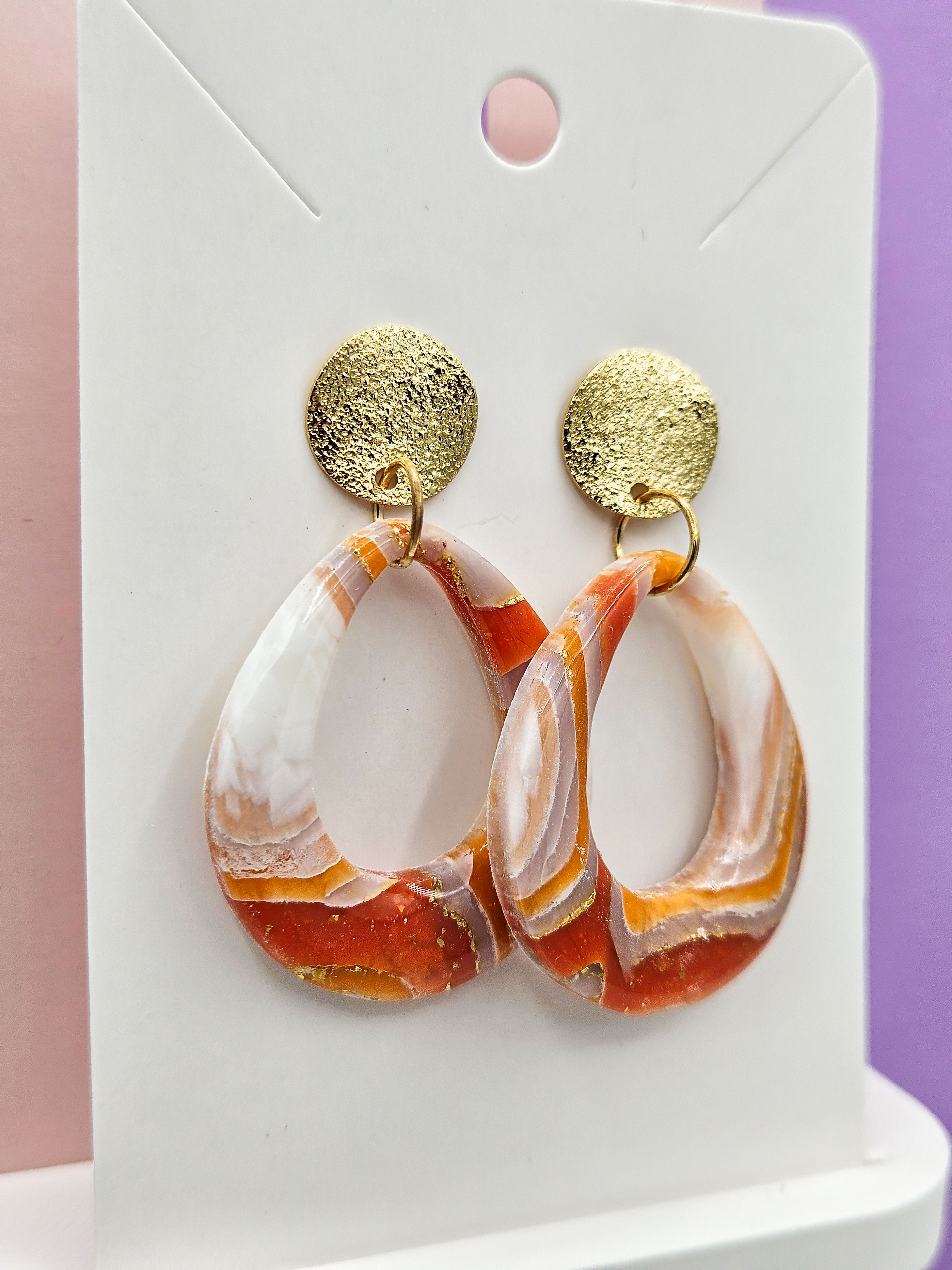 Polymeerklei oorbellen - Agaat