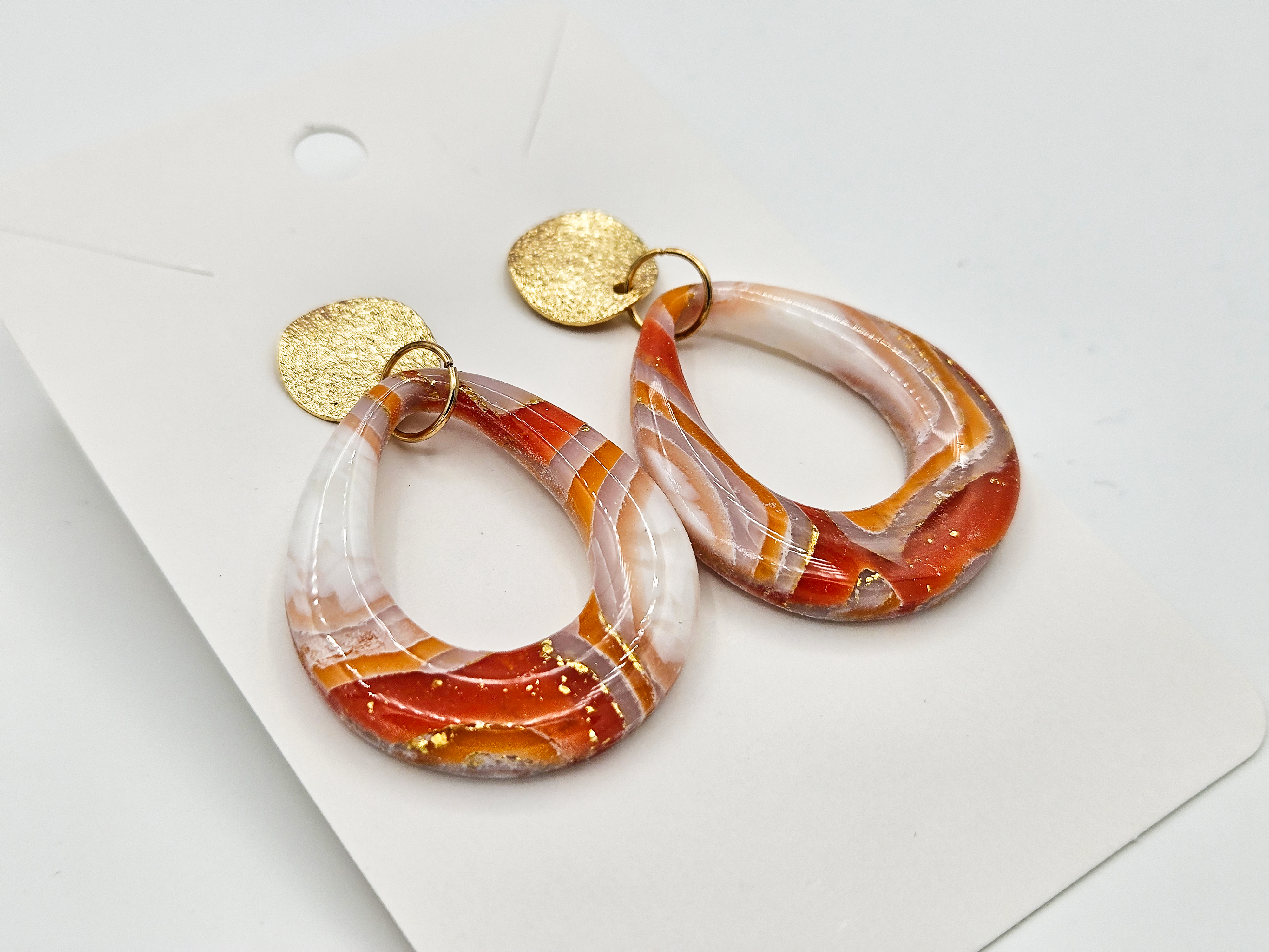 Polymeerklei oorbellen - Agaat