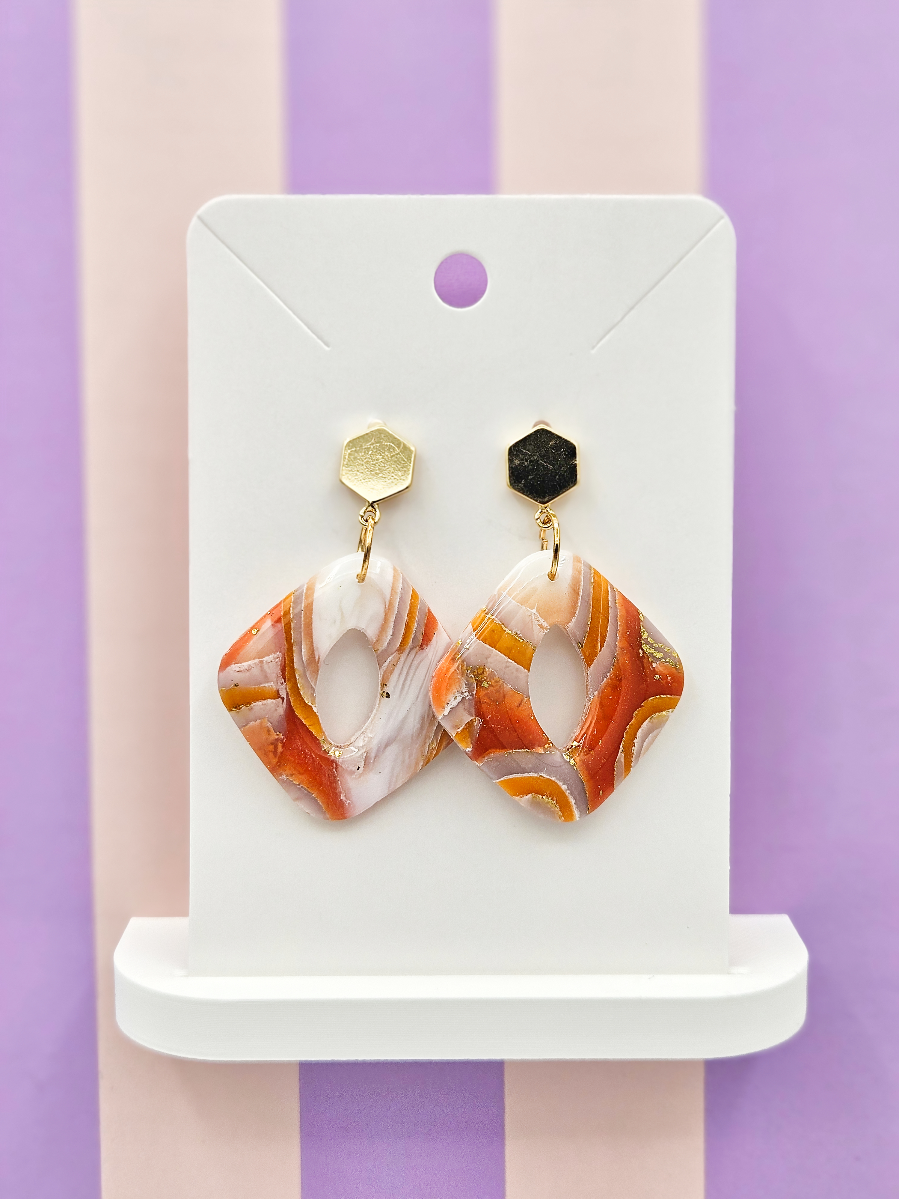 Polymeerklei oorbellen - Agaat