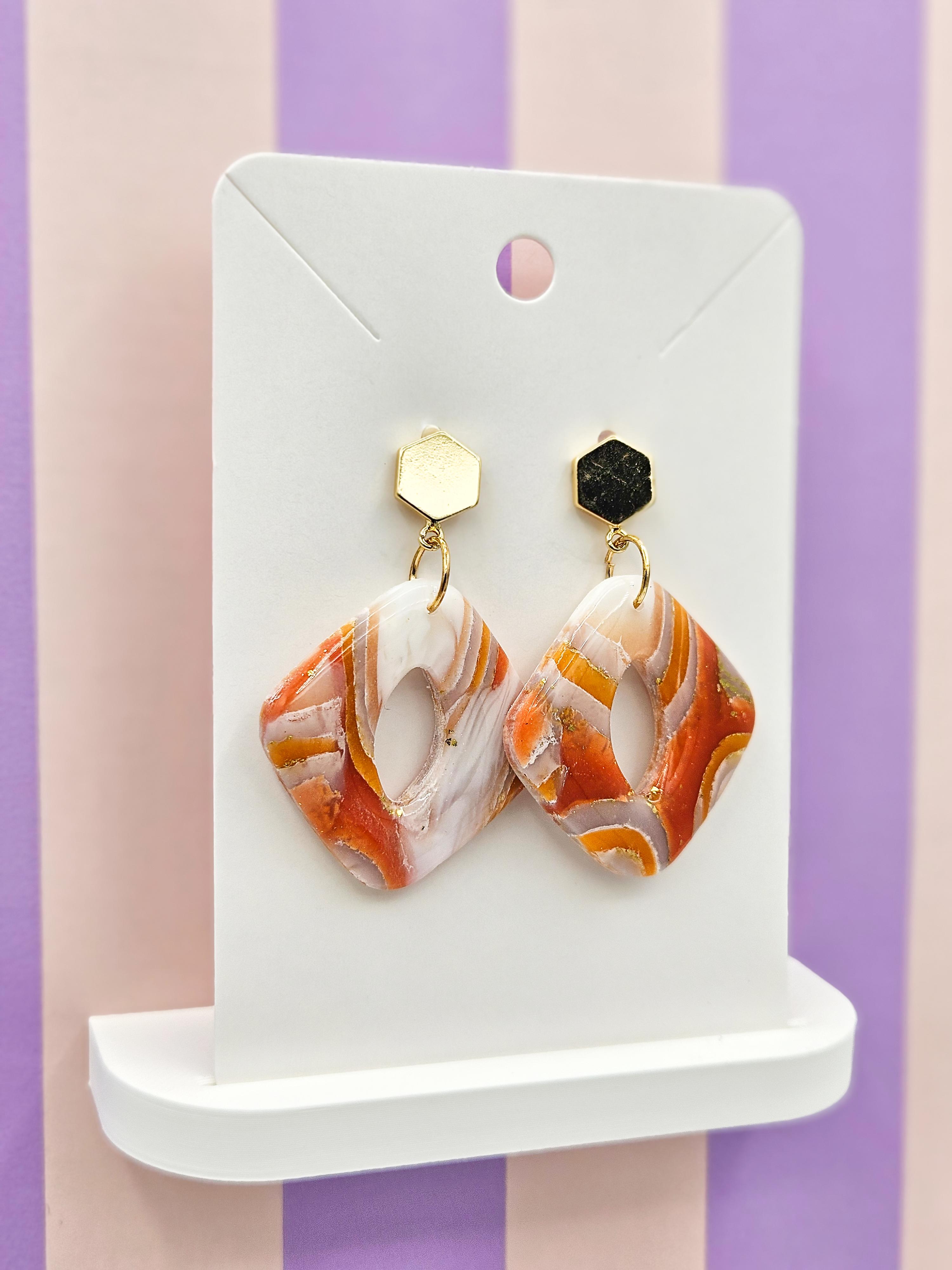 Polymeerklei oorbellen - Agaat