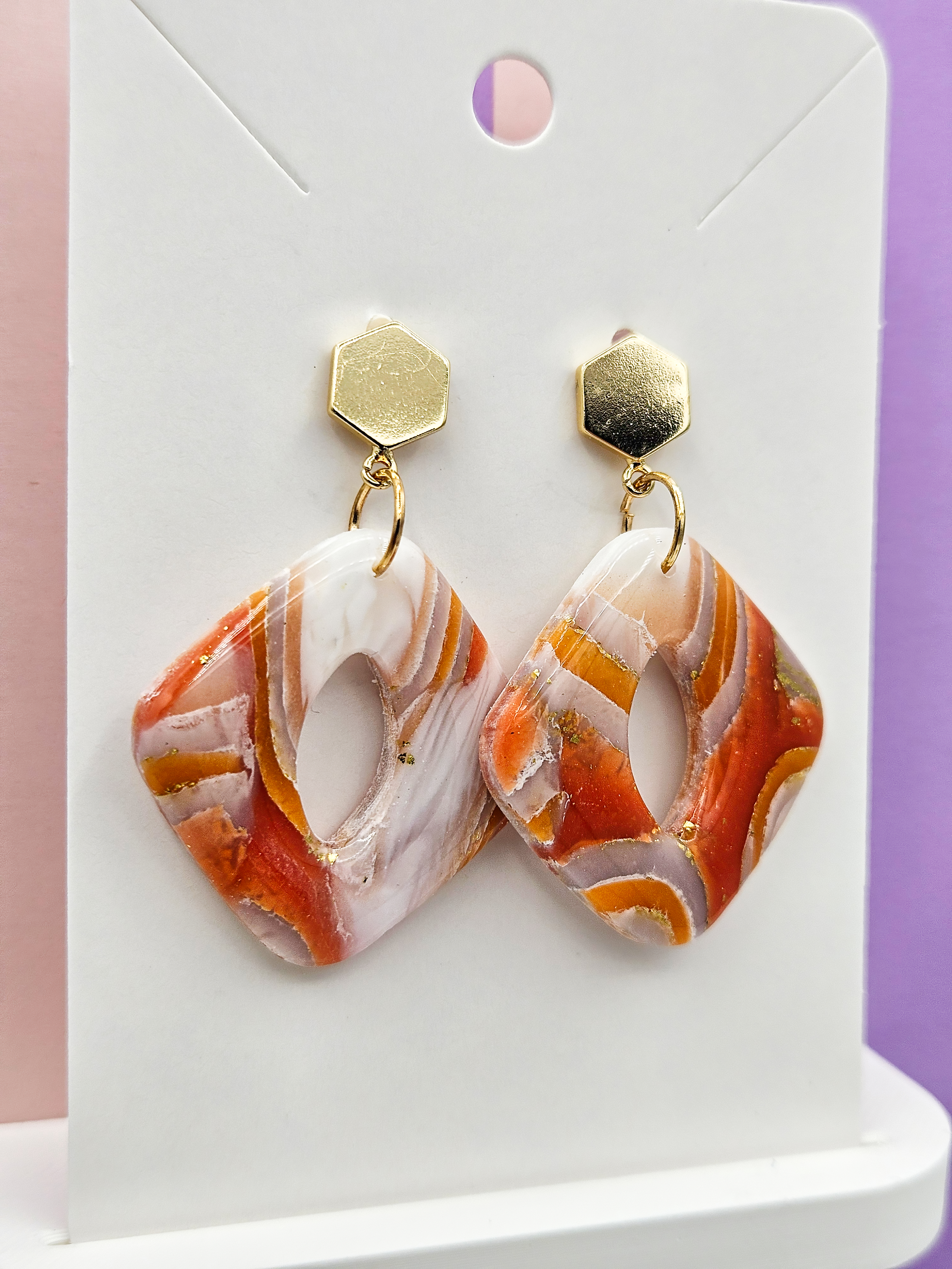 Polymeerklei oorbellen - Agaat