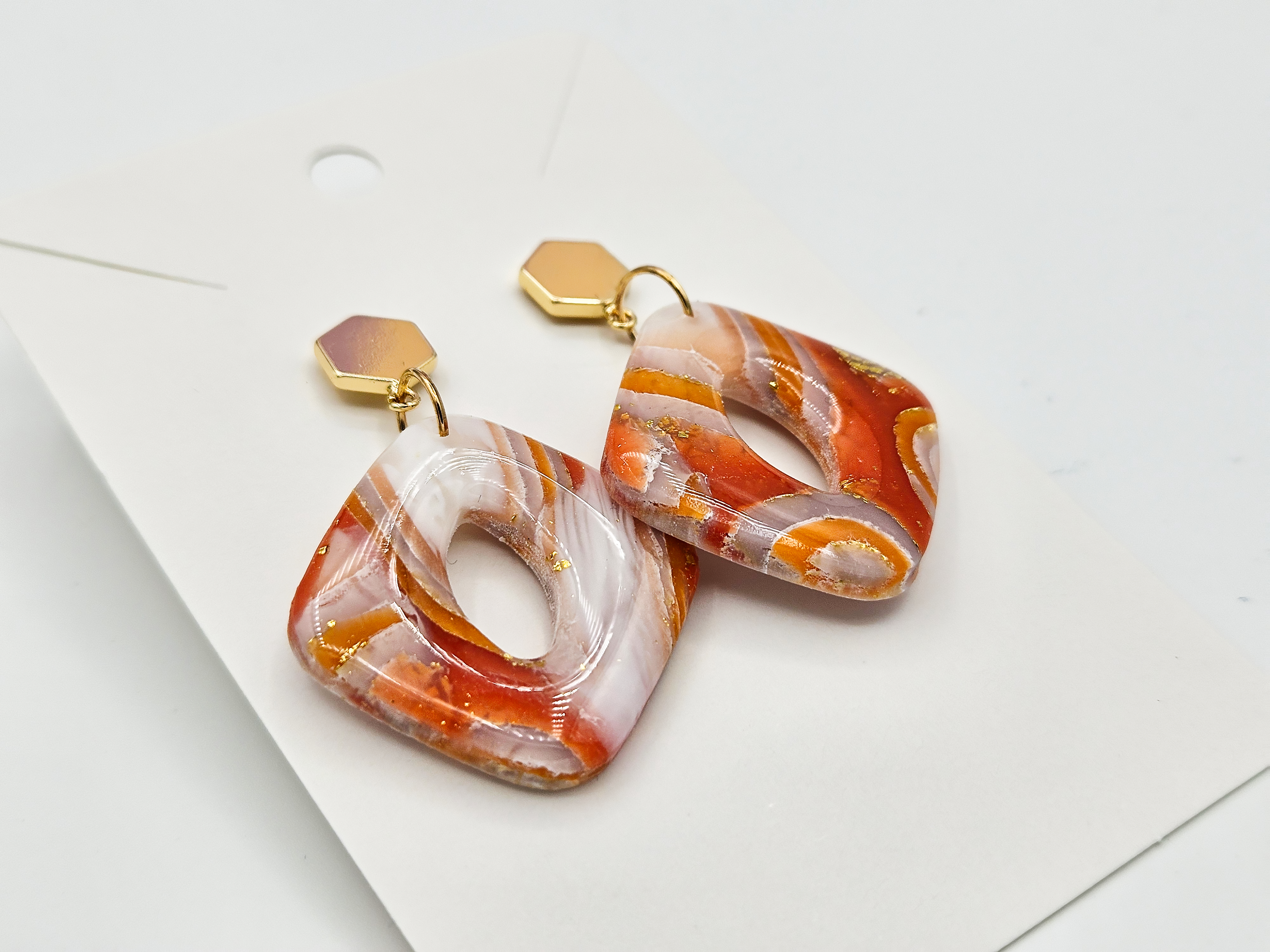 Polymeerklei oorbellen - Agaat