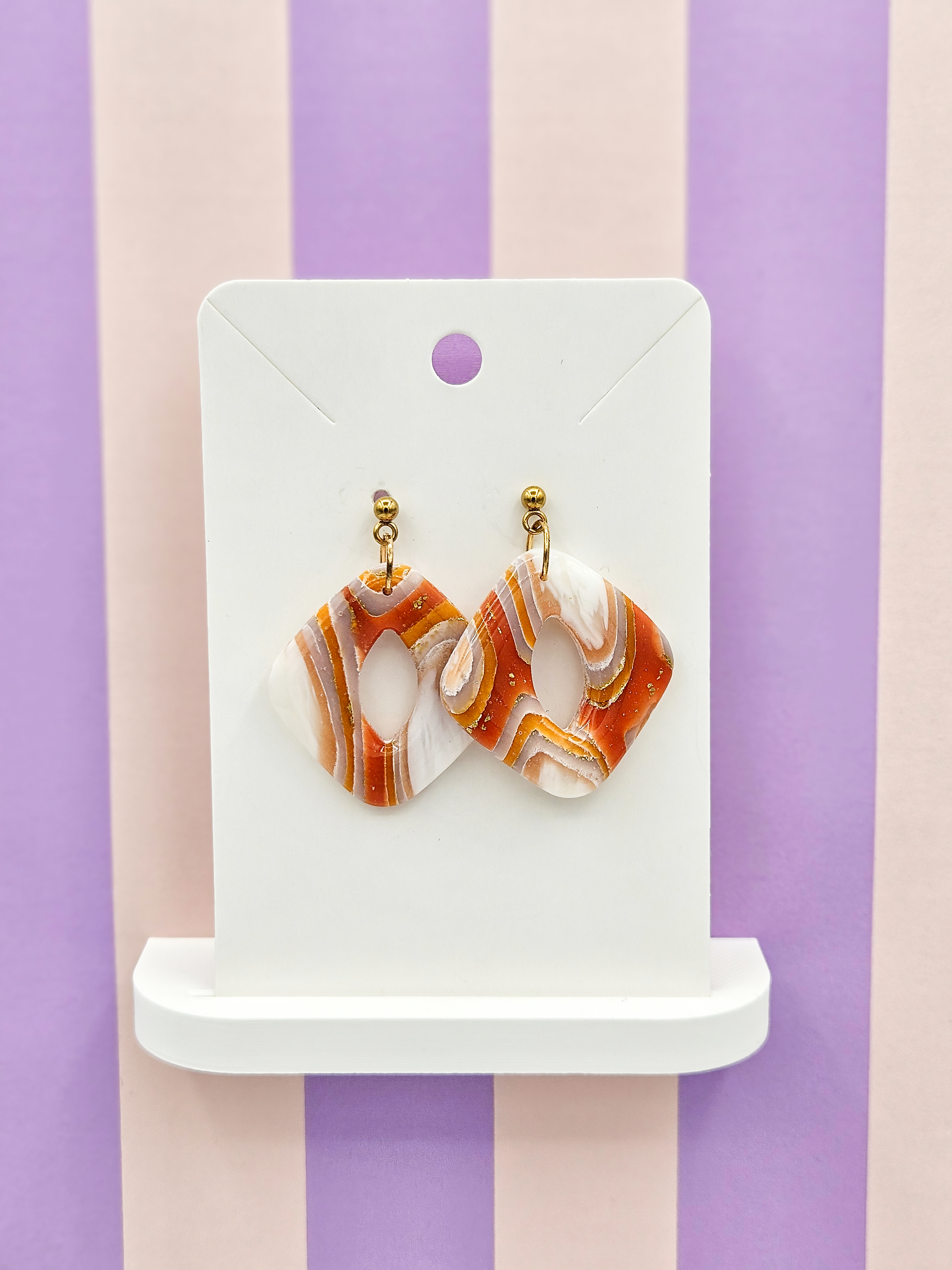 Polymeerklei oorbellen - Agaat