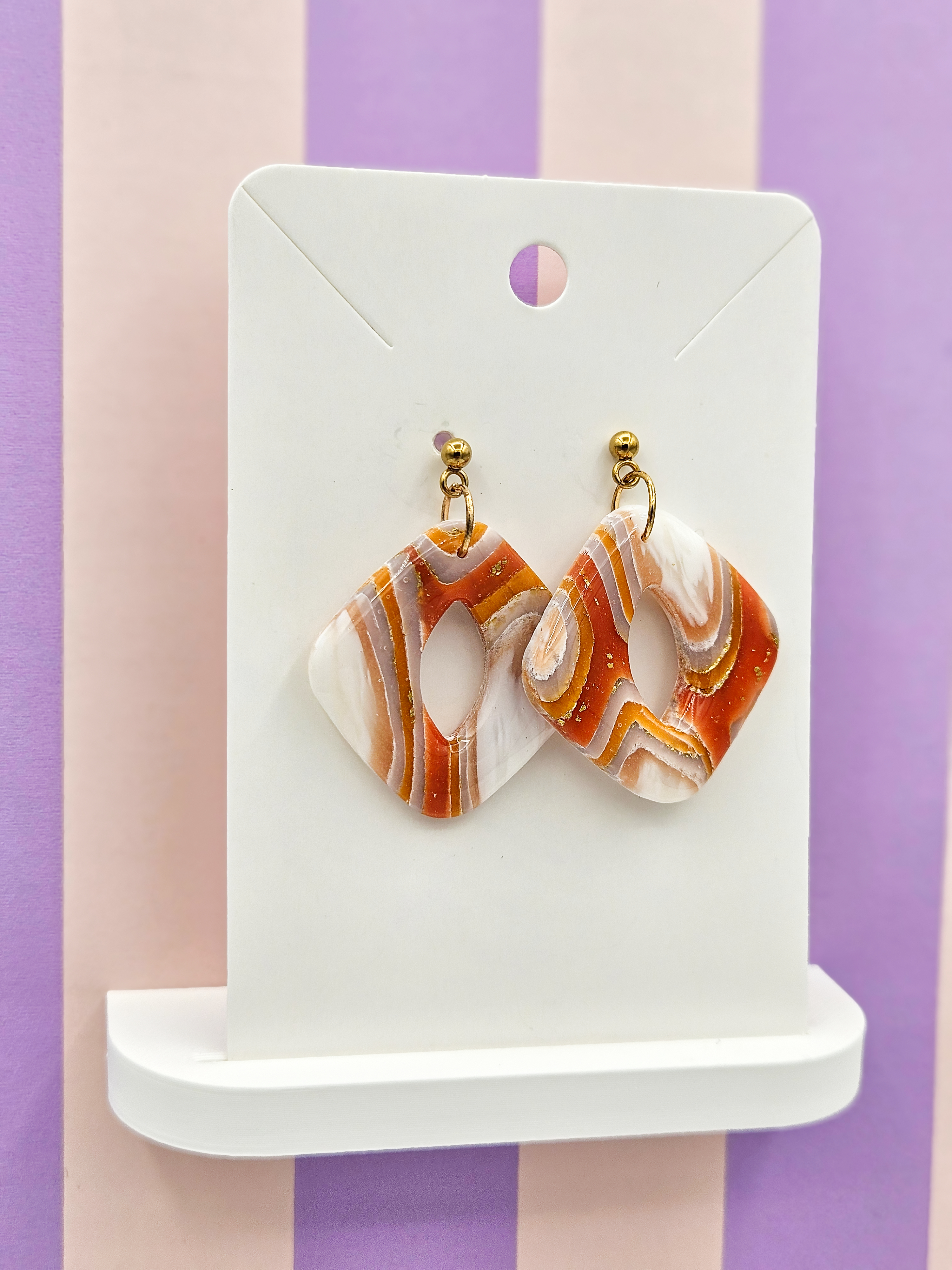 Polymeerklei oorbellen - Agaat