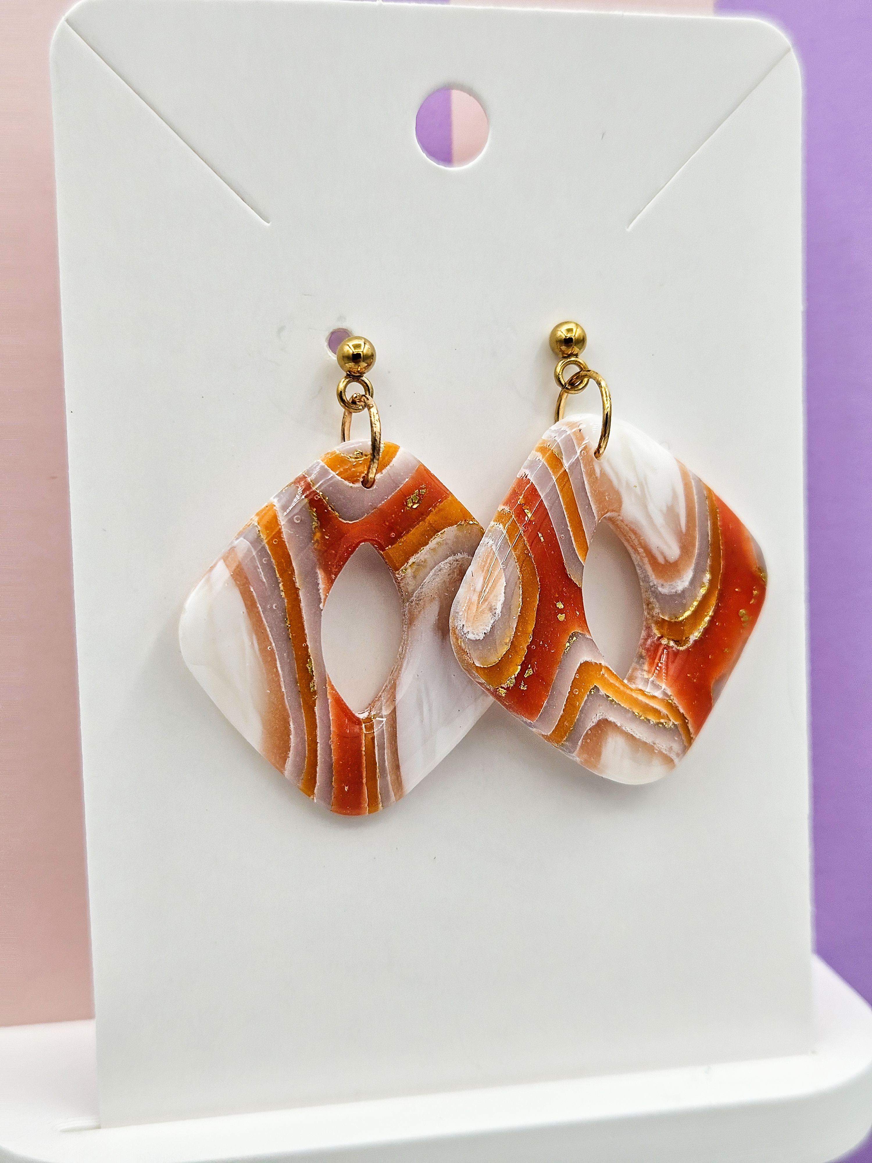 Polymeerklei oorbellen - Agaat