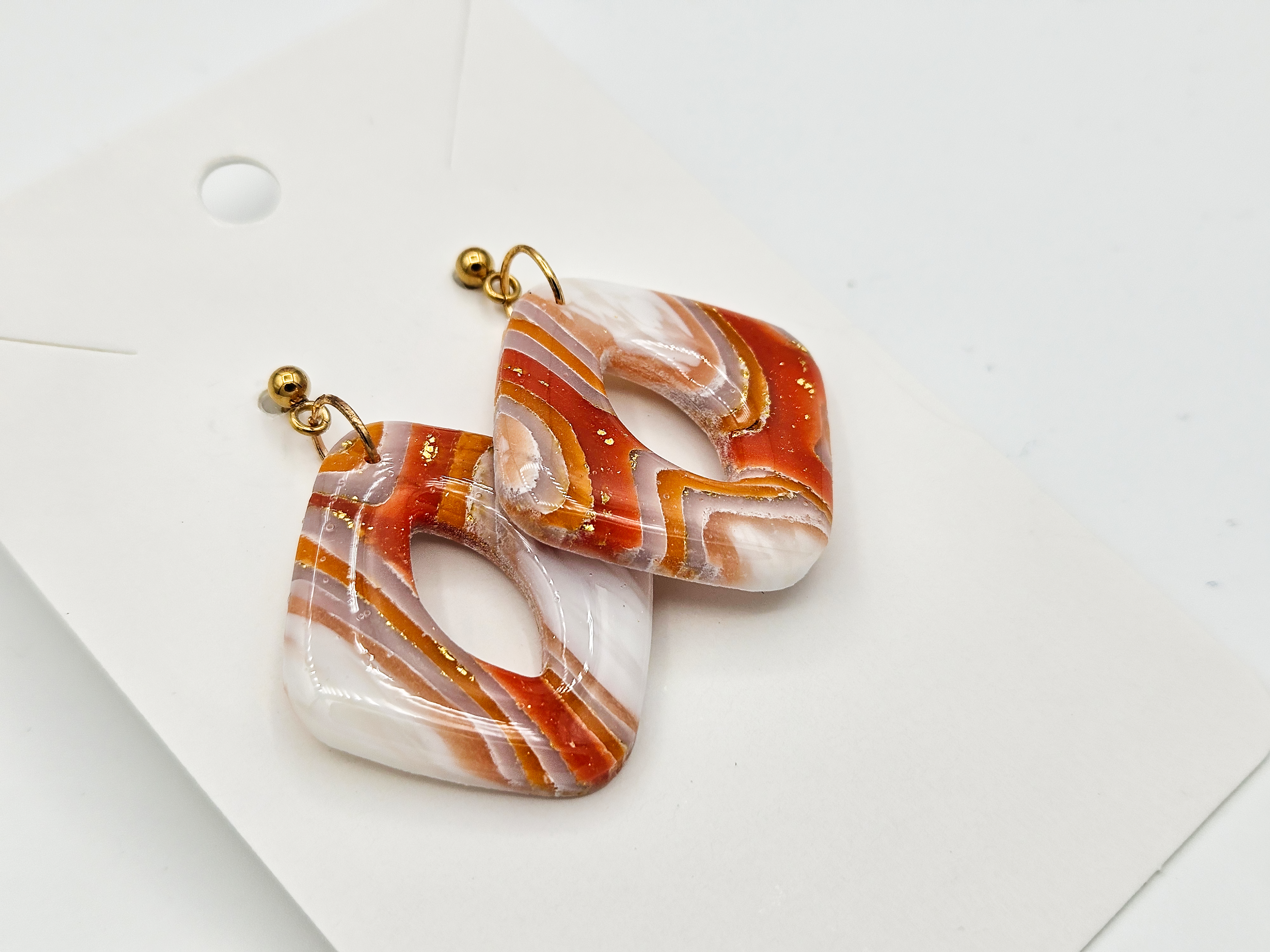 Polymeerklei oorbellen - Agaat