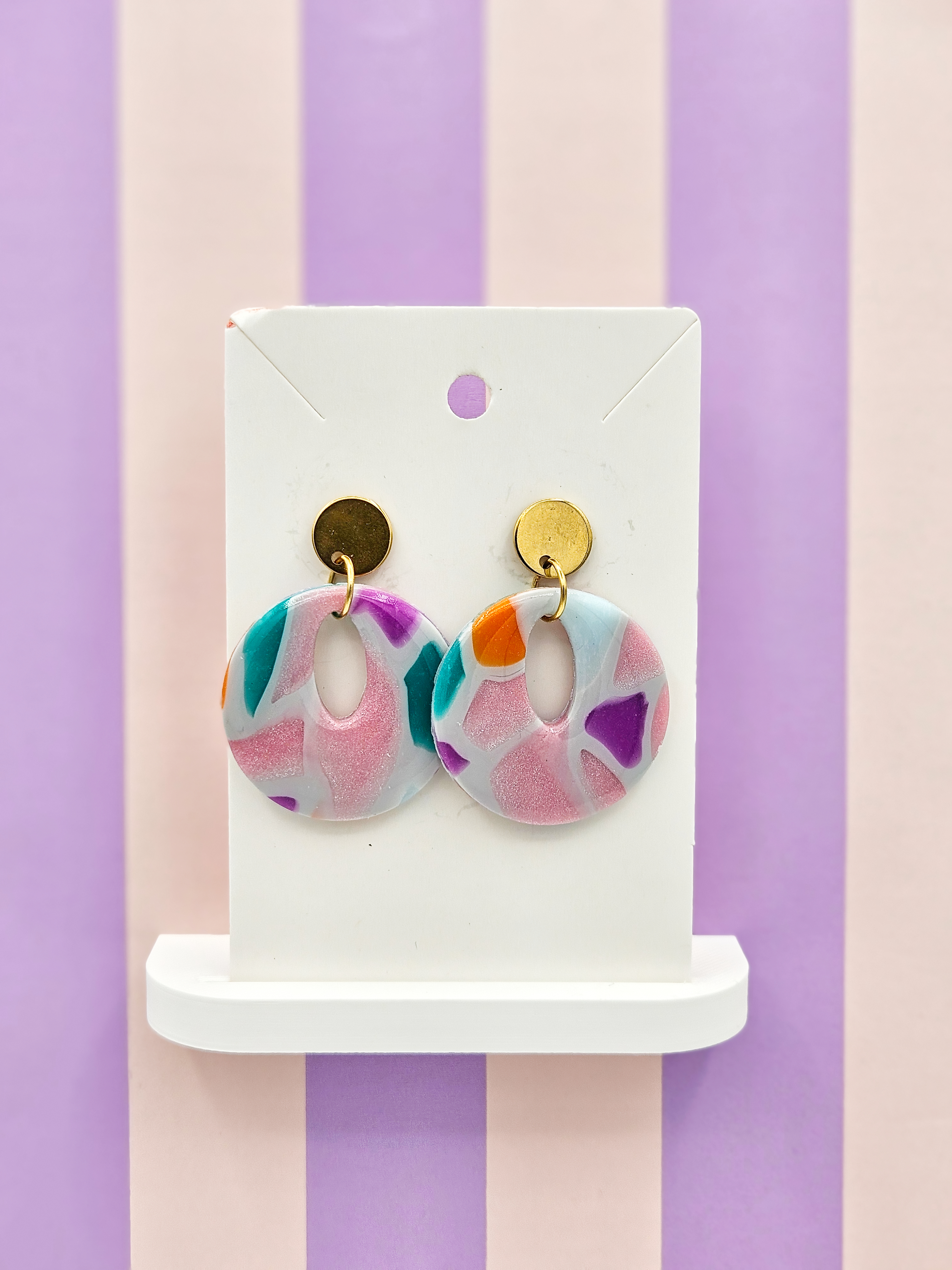 Polymeerklei oorbellen - Kleurrijke stenen