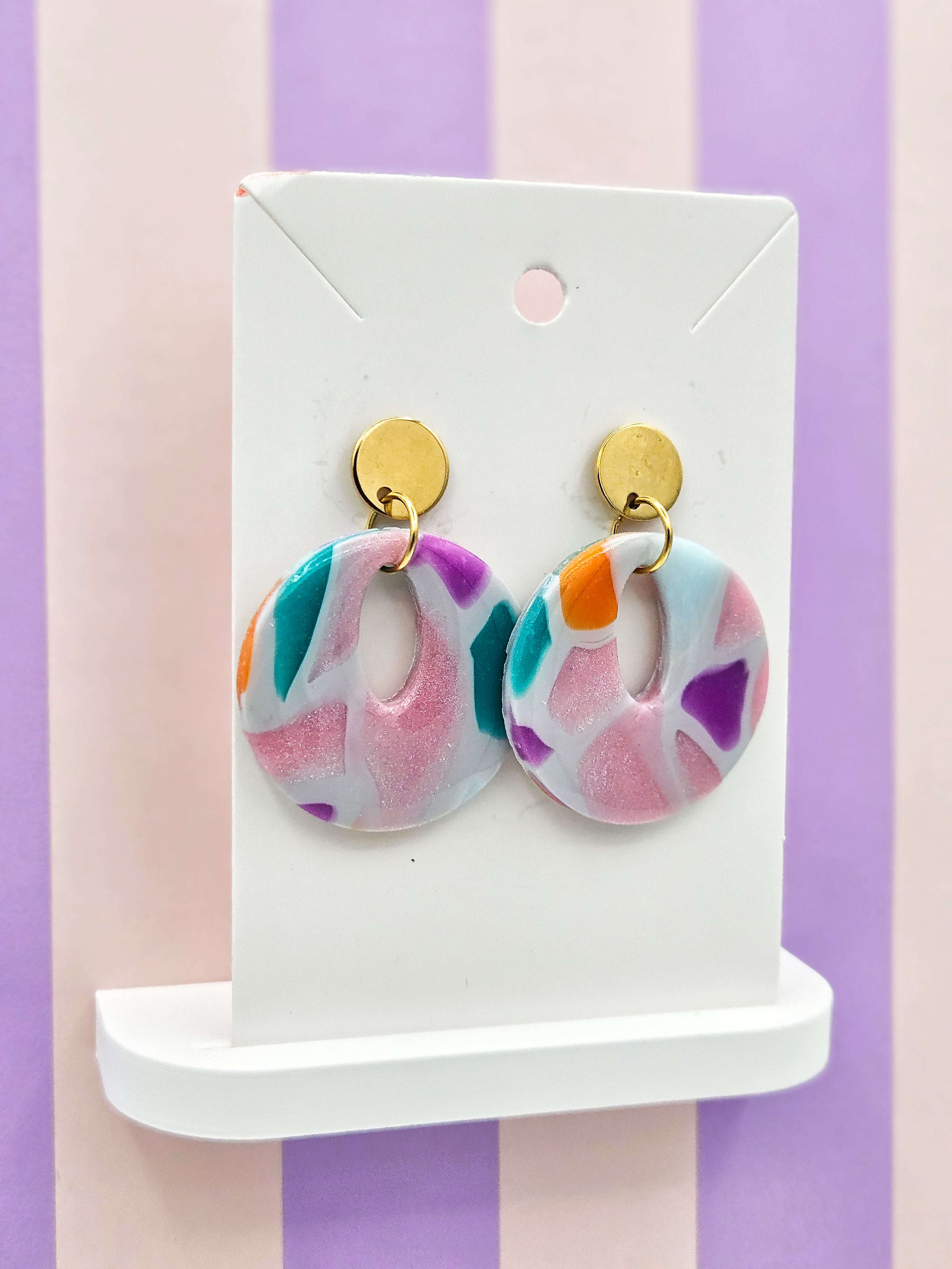 Polymeerklei oorbellen - Kleurrijke stenen