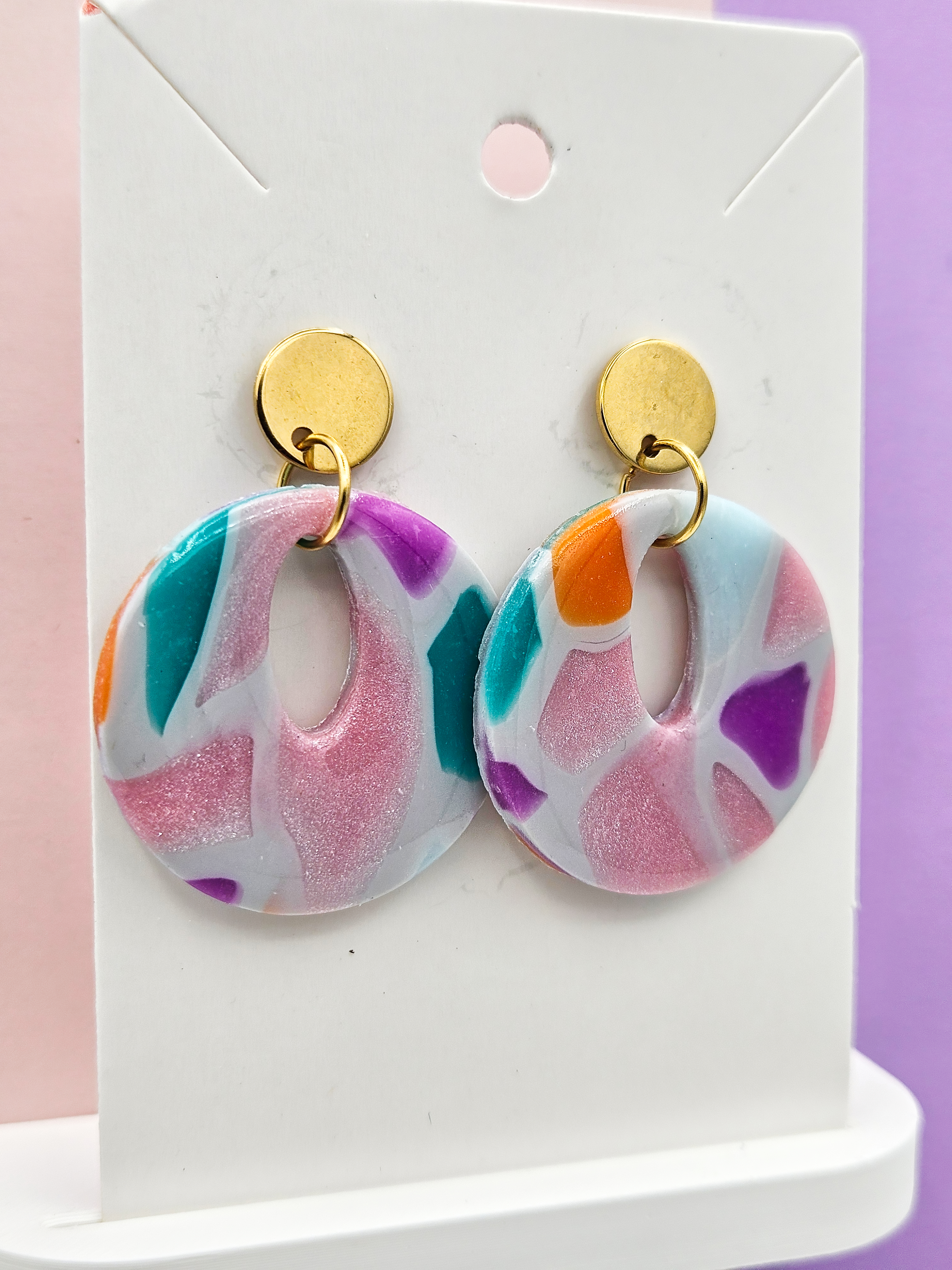 Polymeerklei oorbellen - Kleurrijke stenen