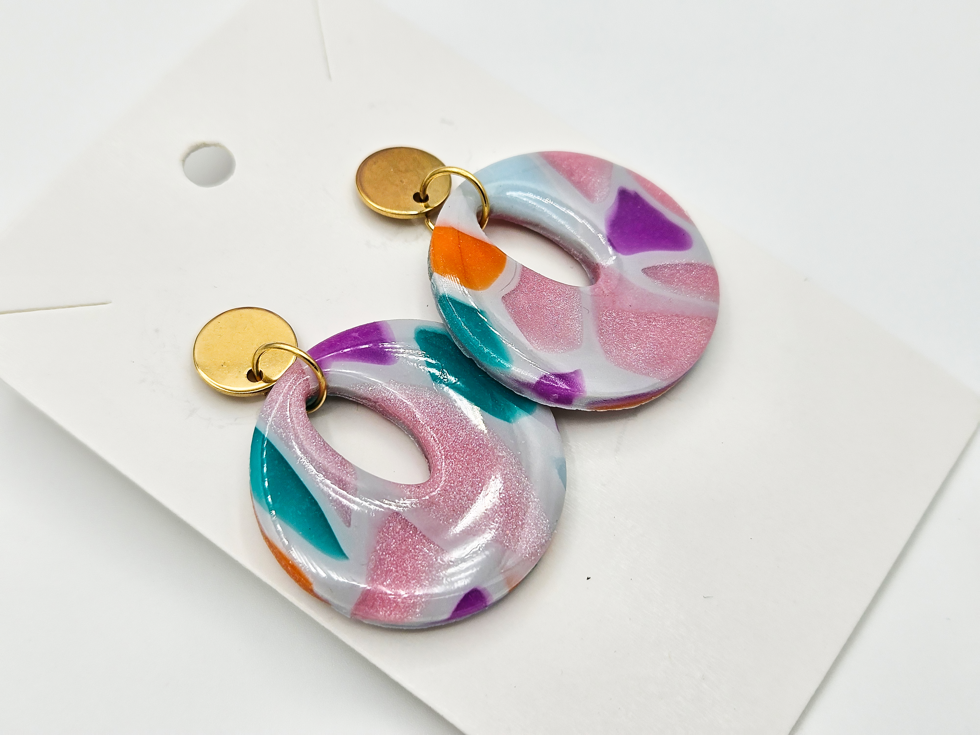 Polymeerklei oorbellen - Kleurrijke stenen