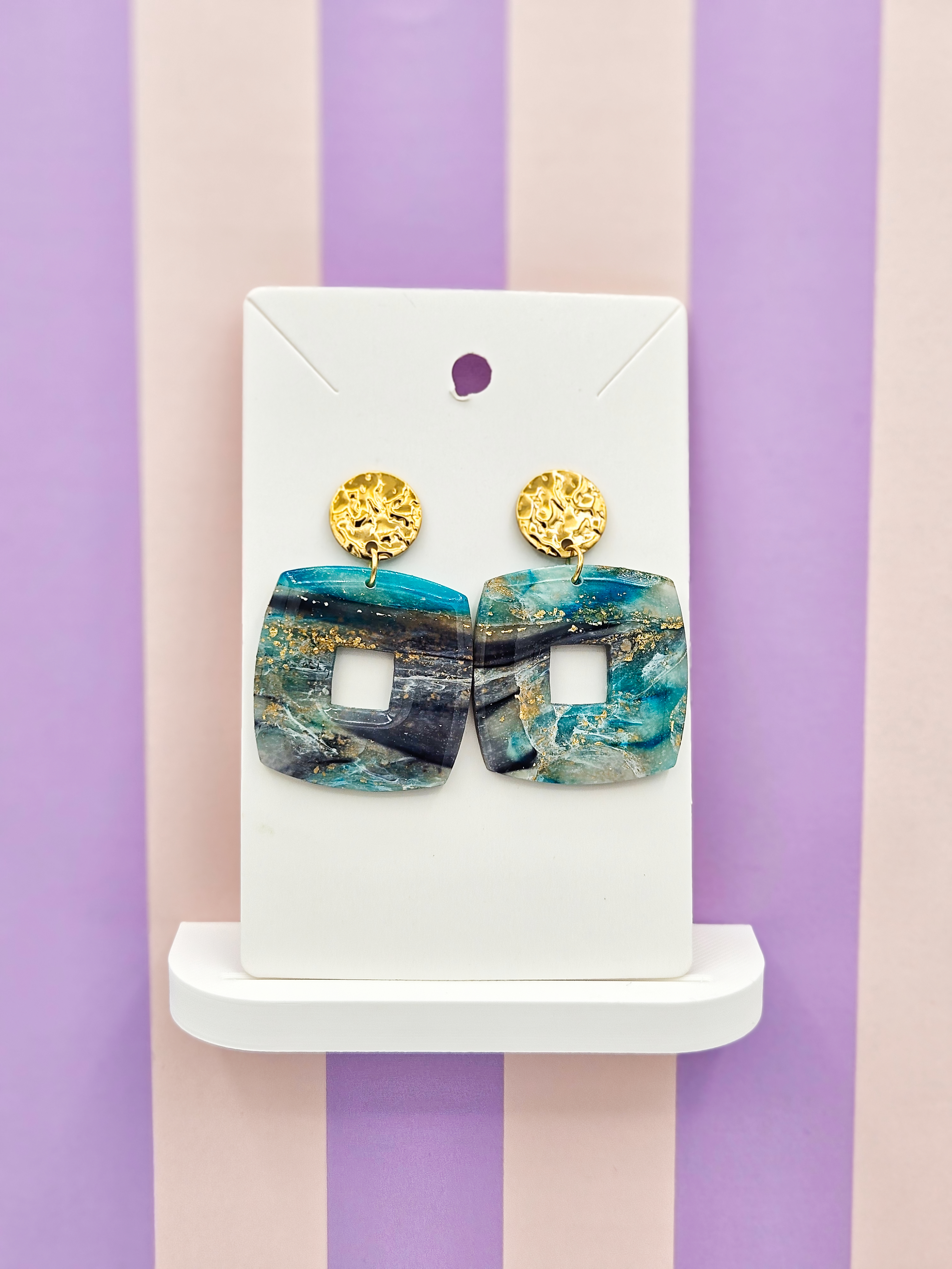 Polymeerklei oorbellen - Marmer