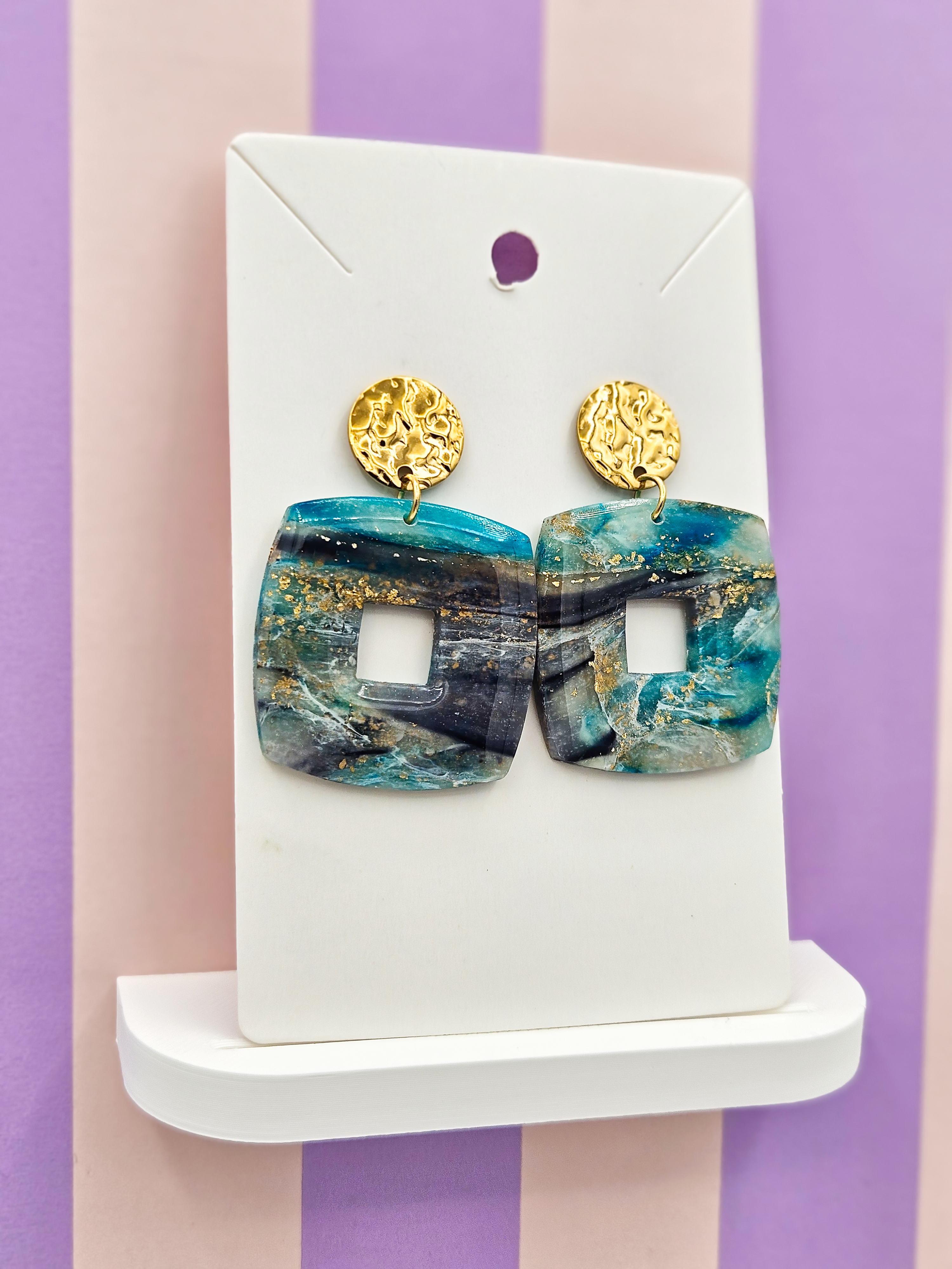 Polymeerklei oorbellen - Marmer