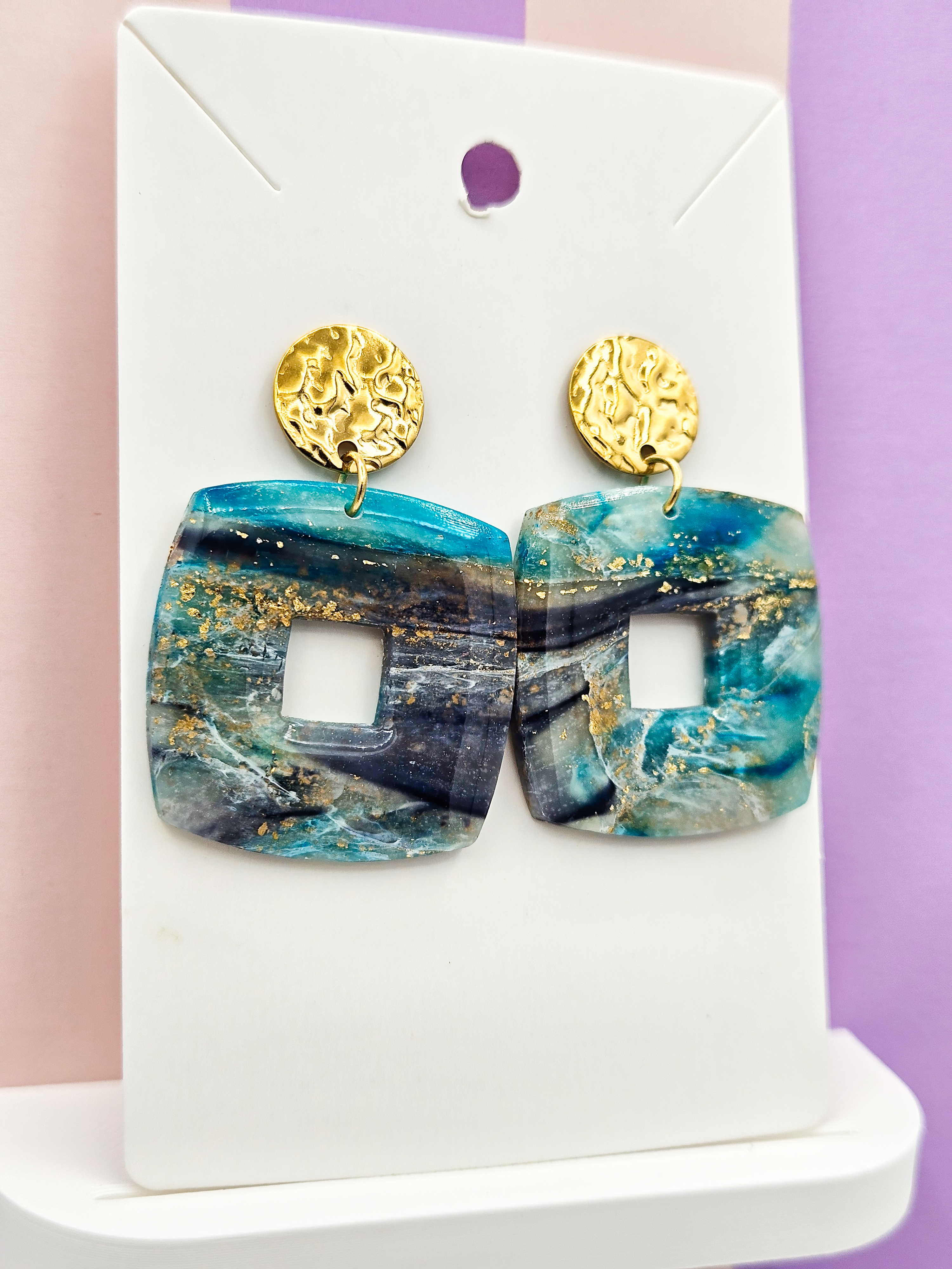 Polymeerklei oorbellen - Marmer