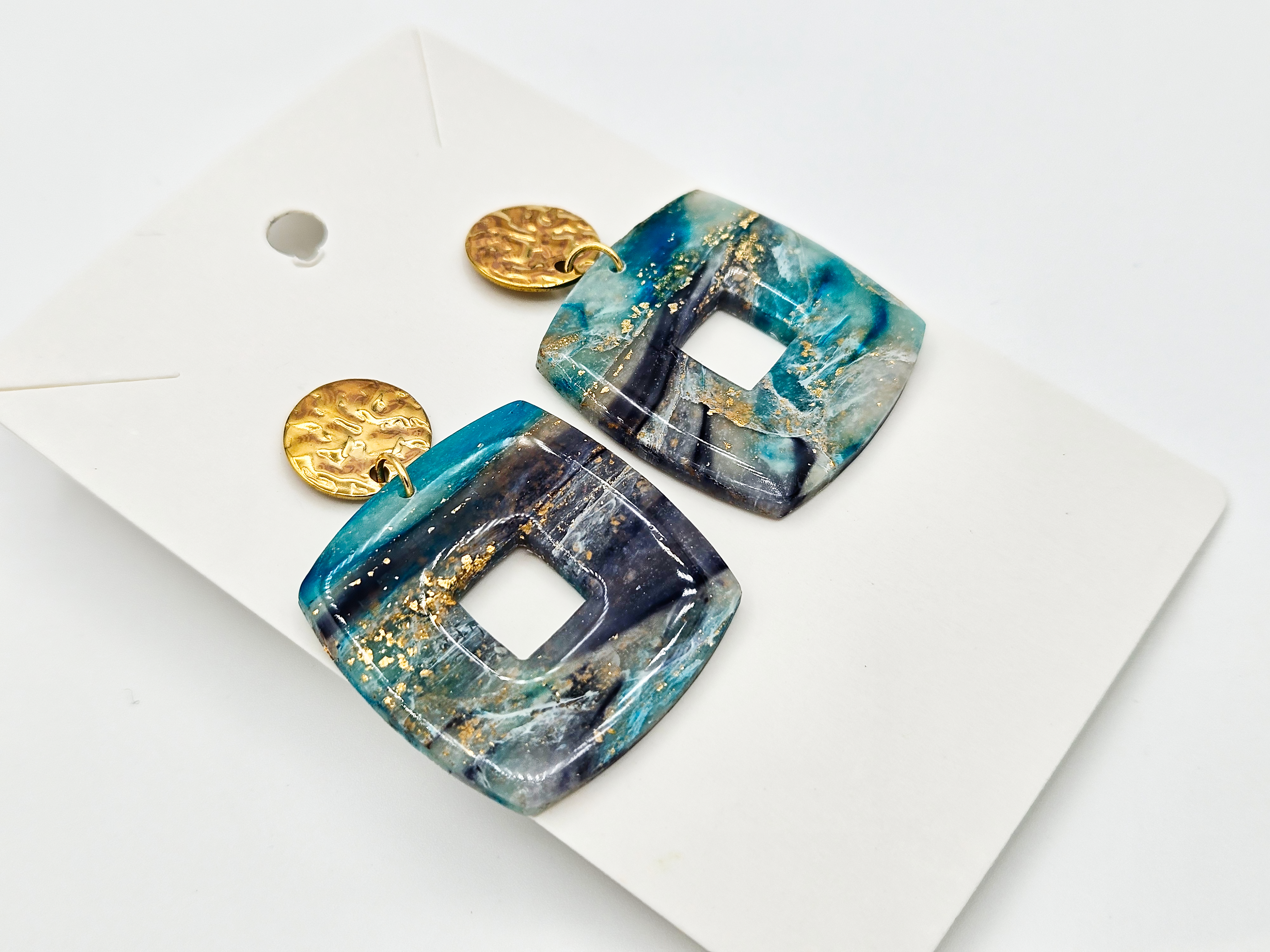 Polymeerklei oorbellen - Marmer