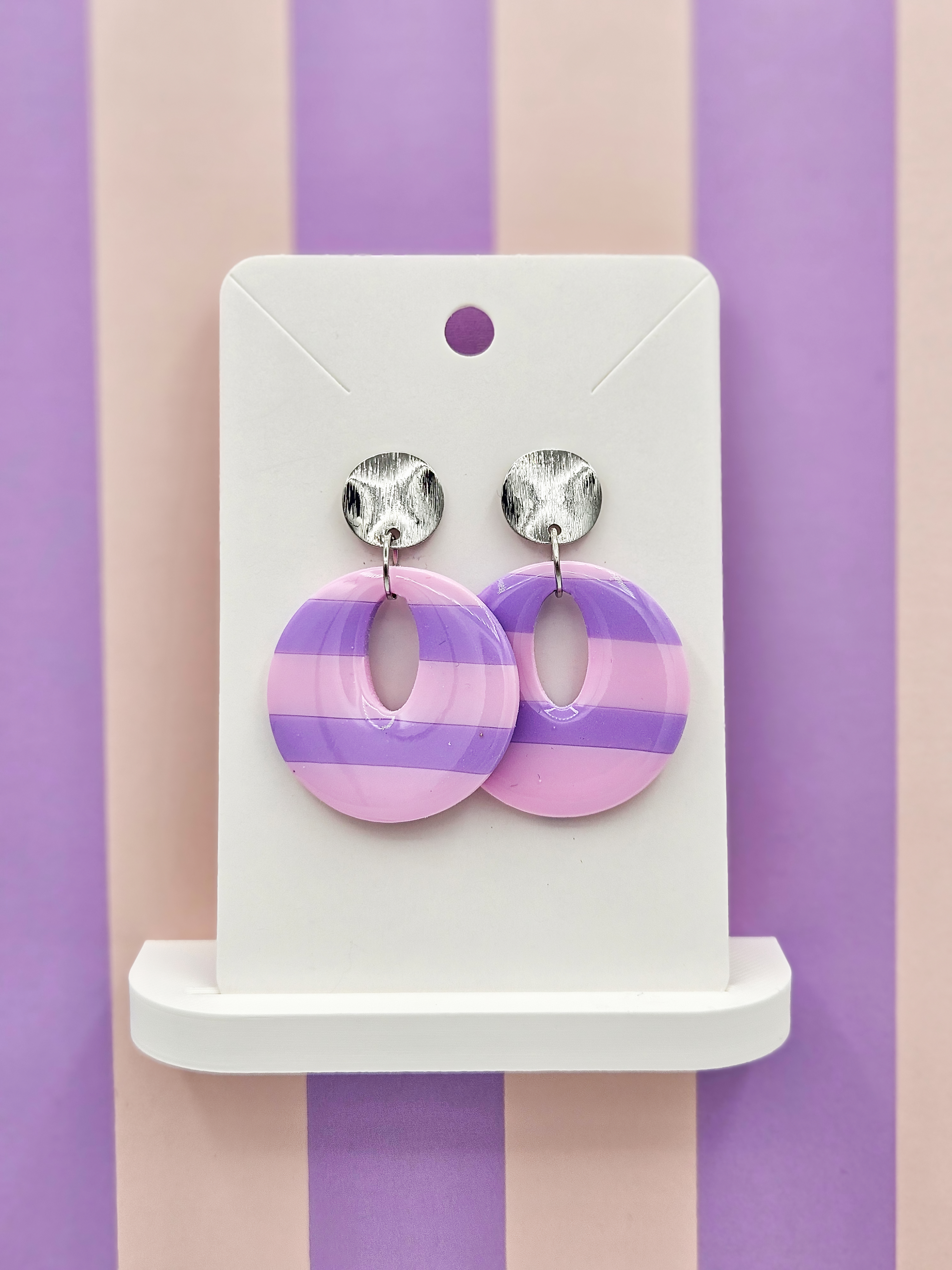 Polymeerklei oorbellen - Pastelkleurige strepen