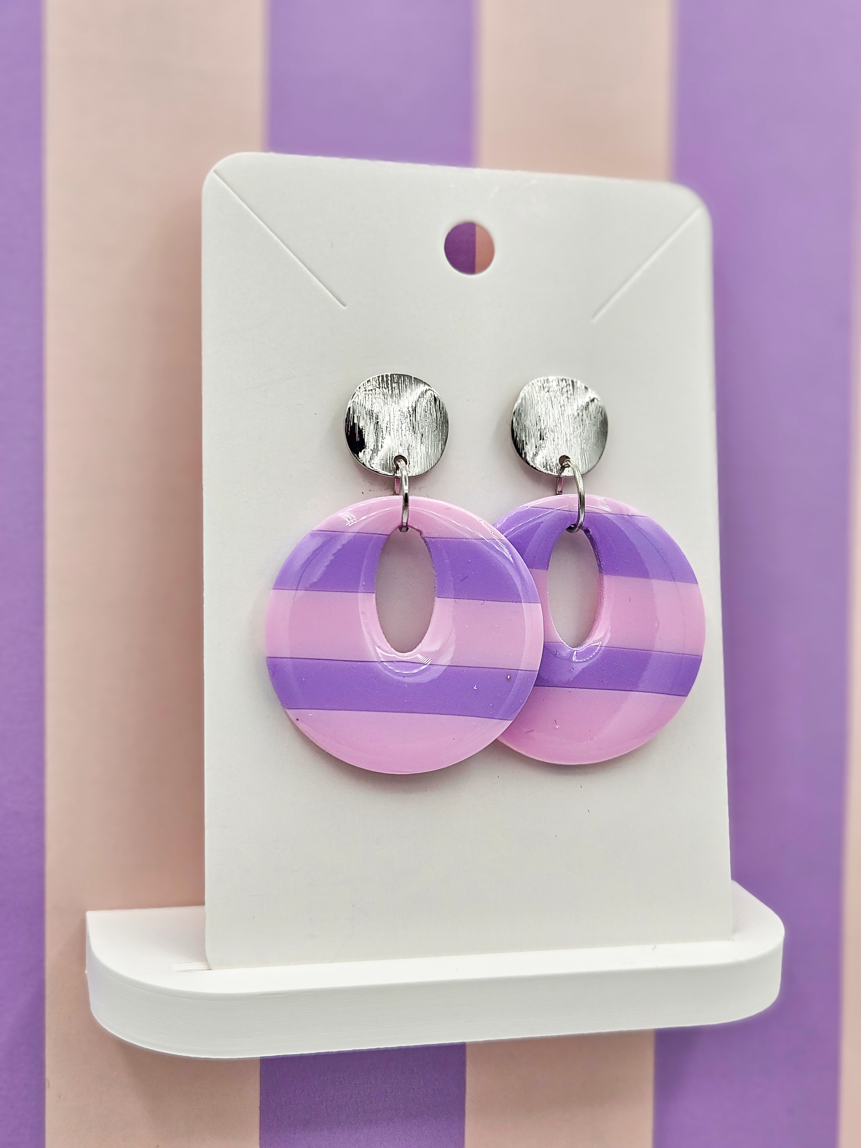 Polymeerklei oorbellen - Pastelkleurige strepen