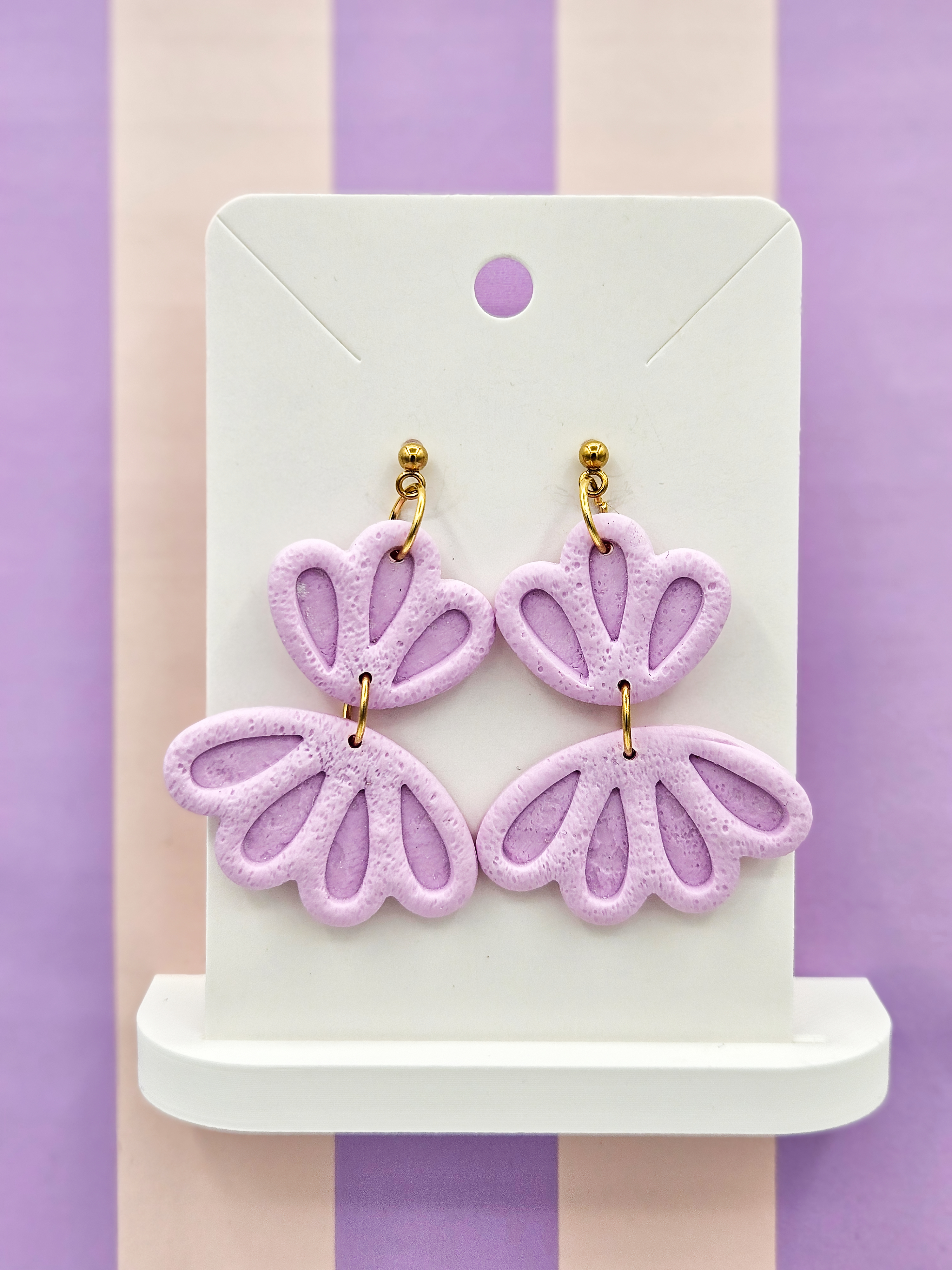 Polymeerklei oorbellen - Lila