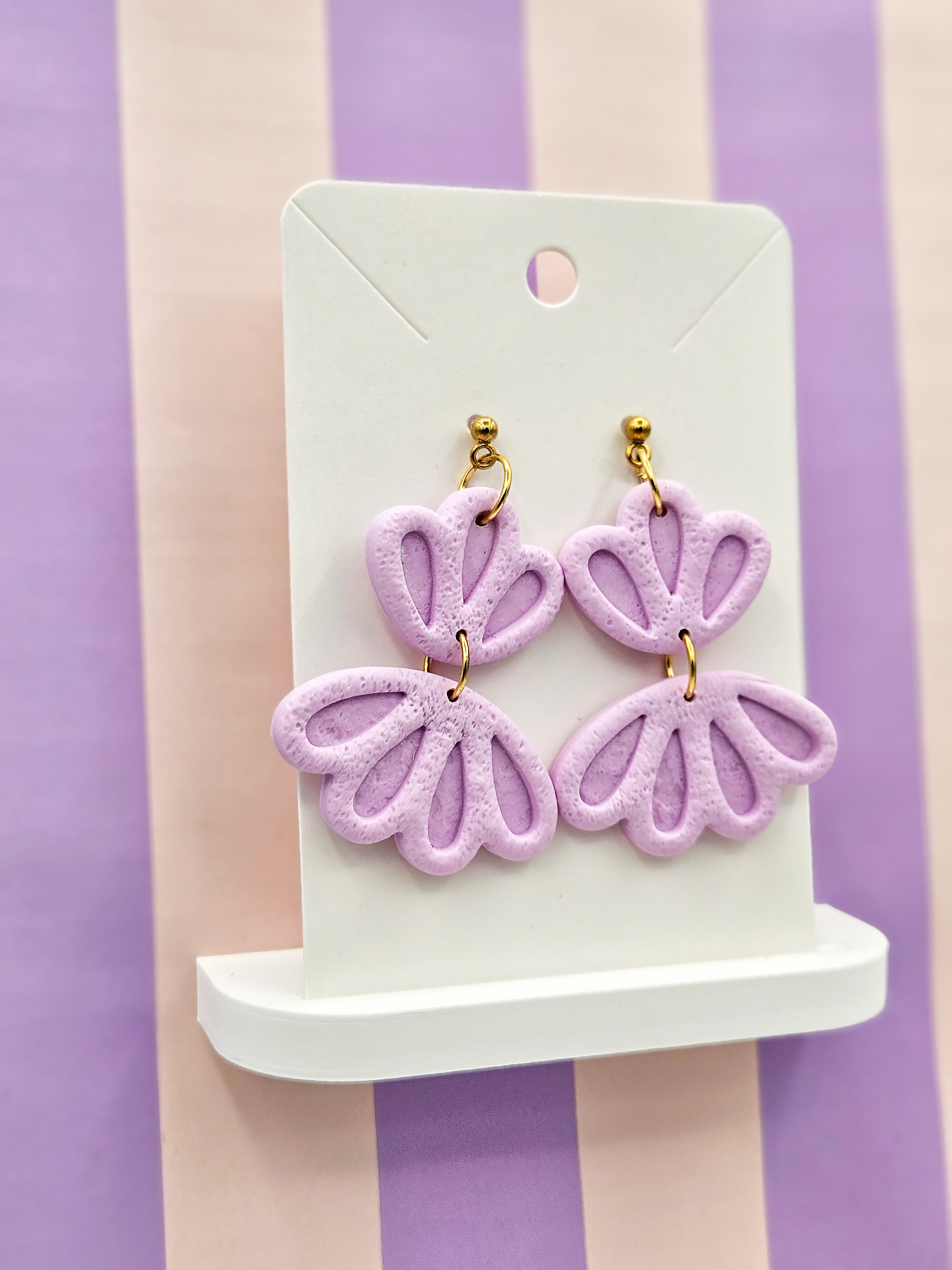 Polymeerklei oorbellen - Lila
