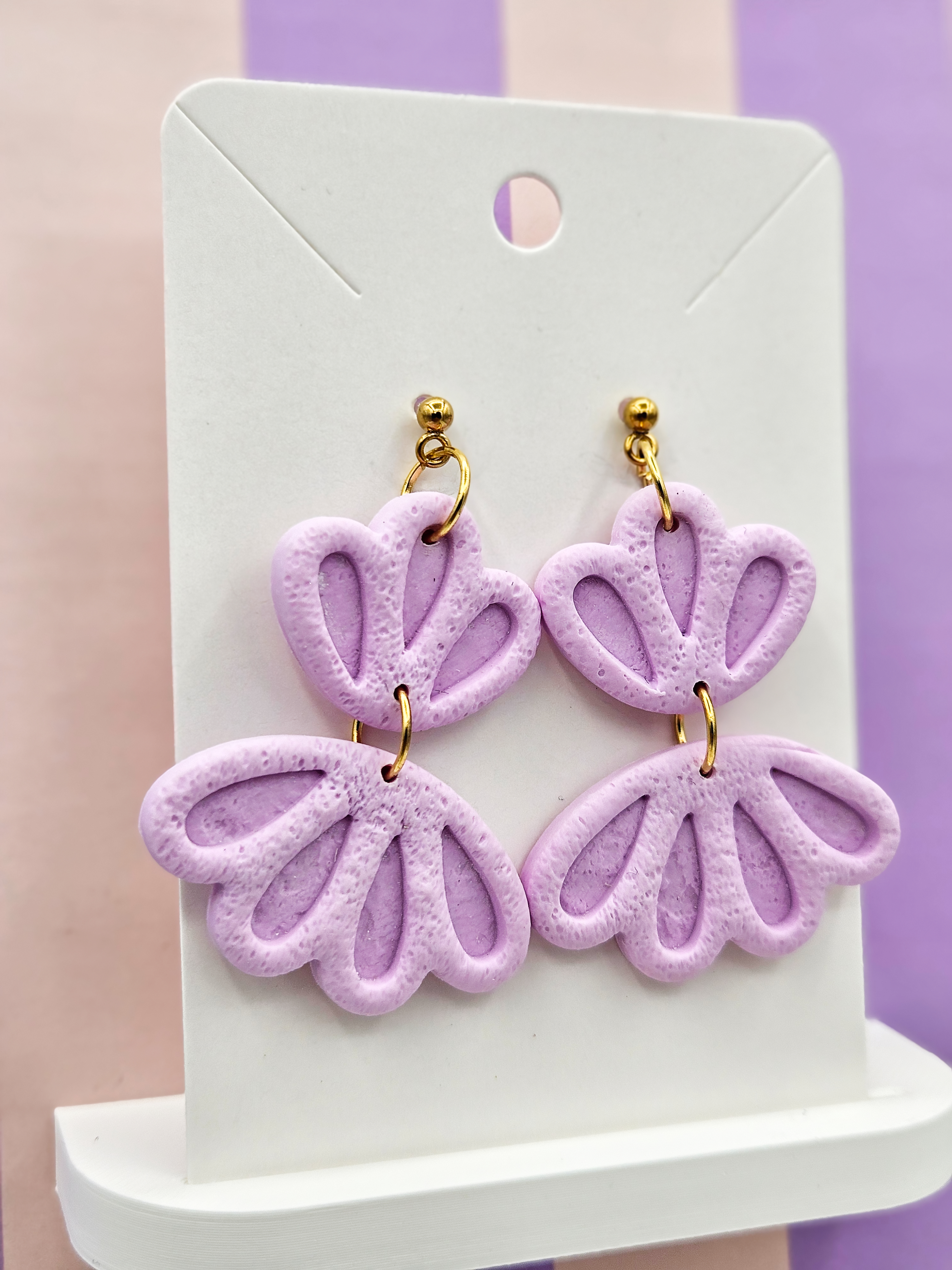Polymeerklei oorbellen - Lila