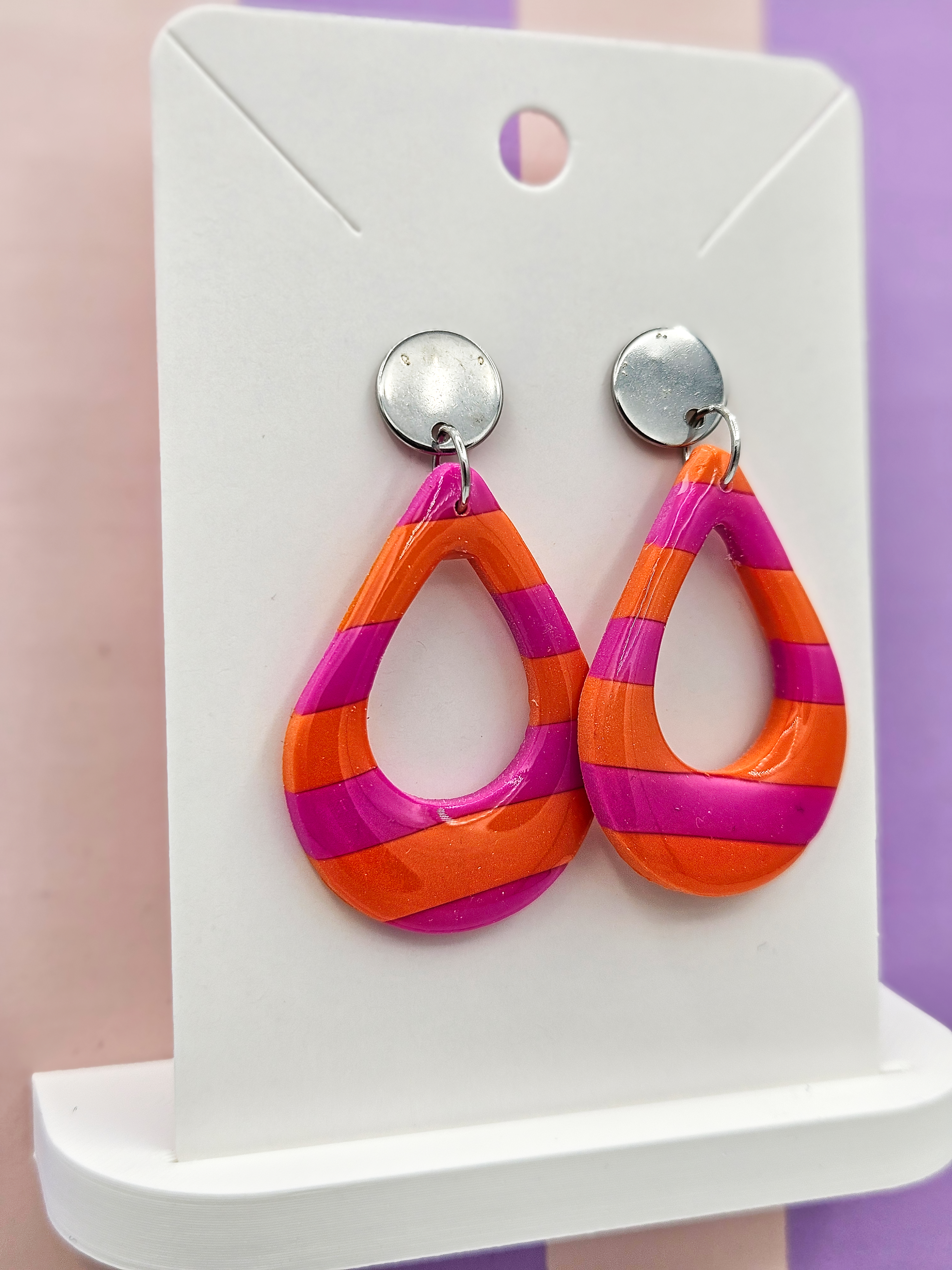 Polymeerklei oorbellen - Strepen