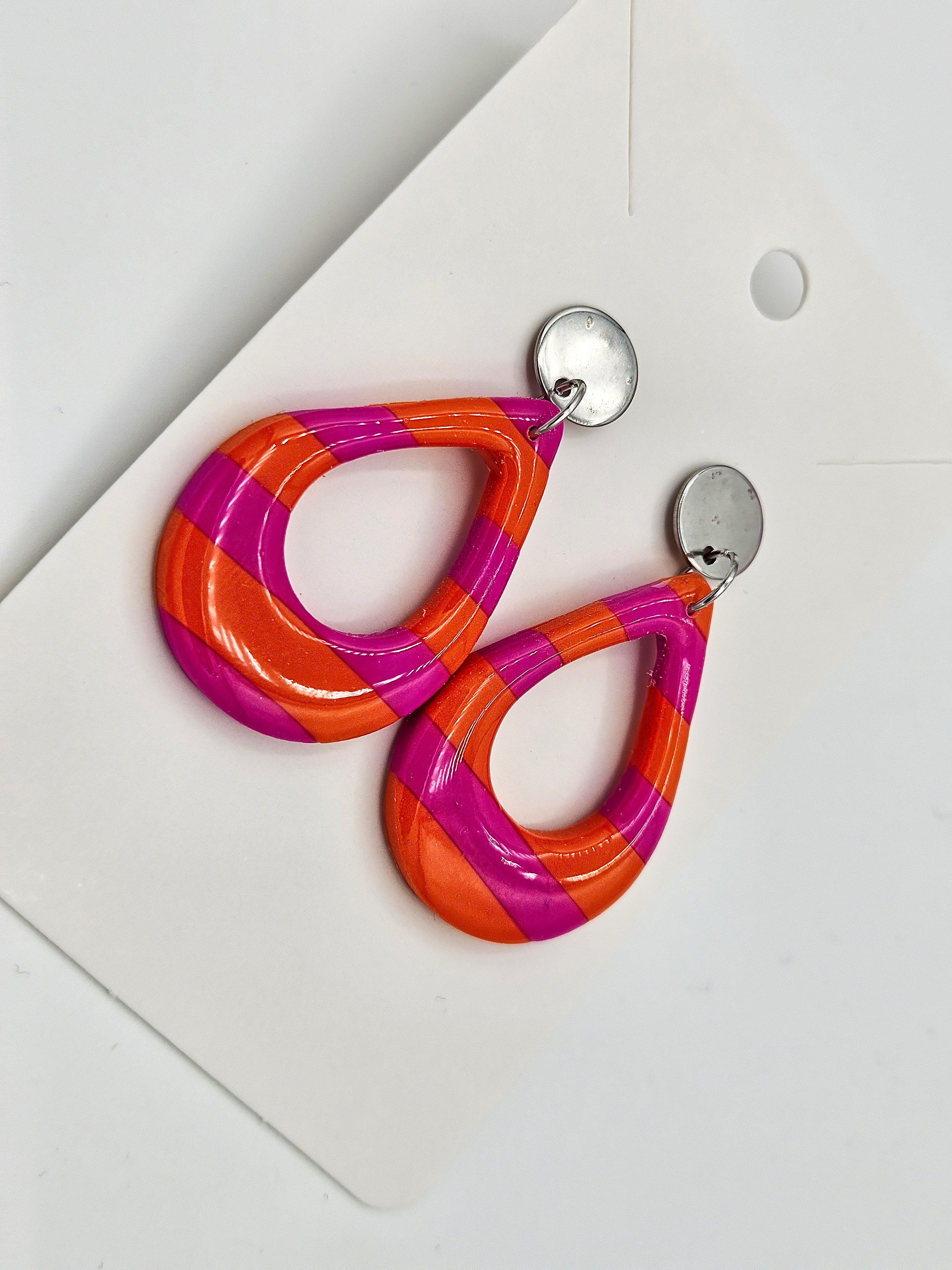 Polymeerklei oorbellen - Strepen