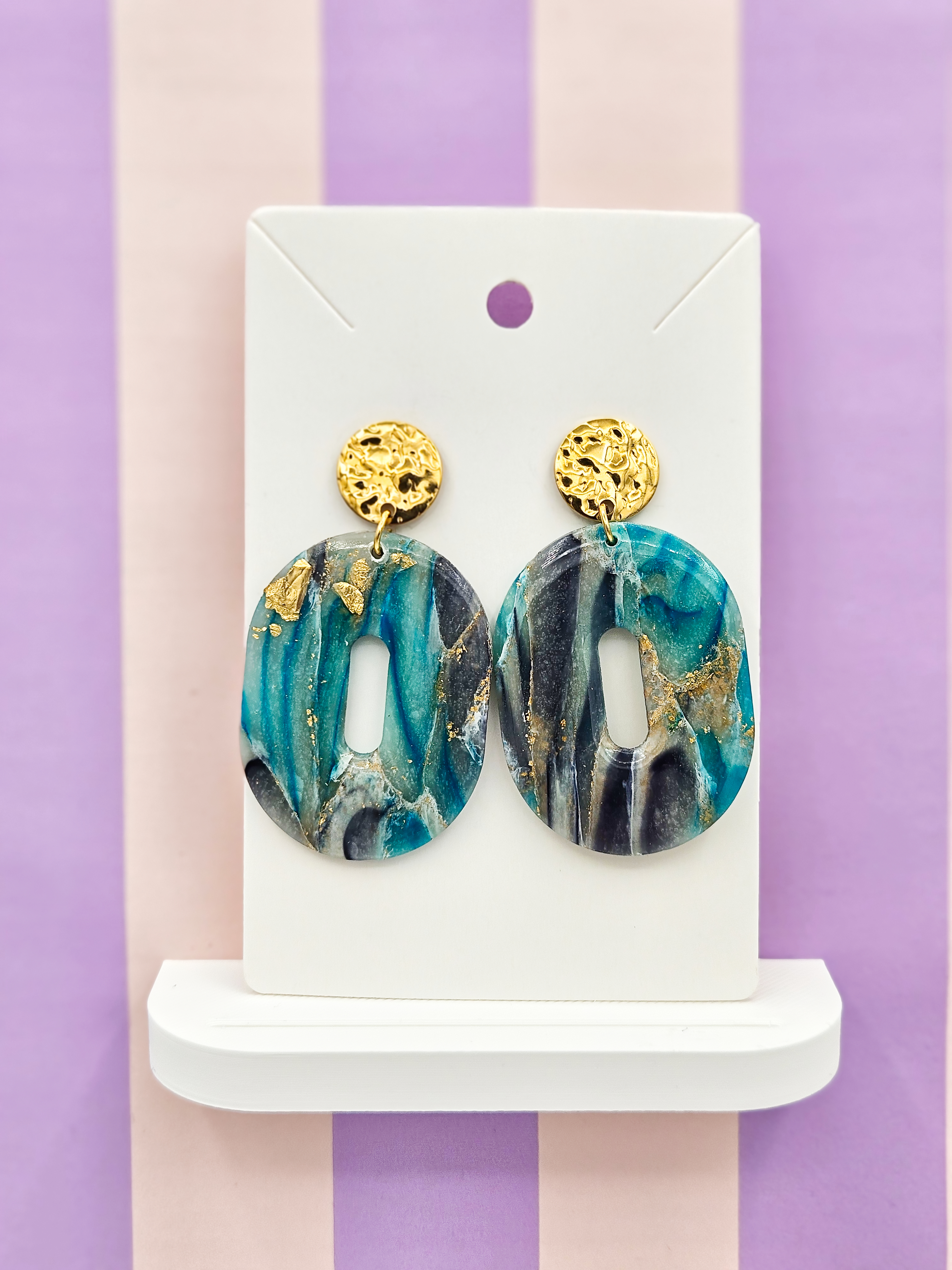 Polymeerklei oorbellen - Marmer