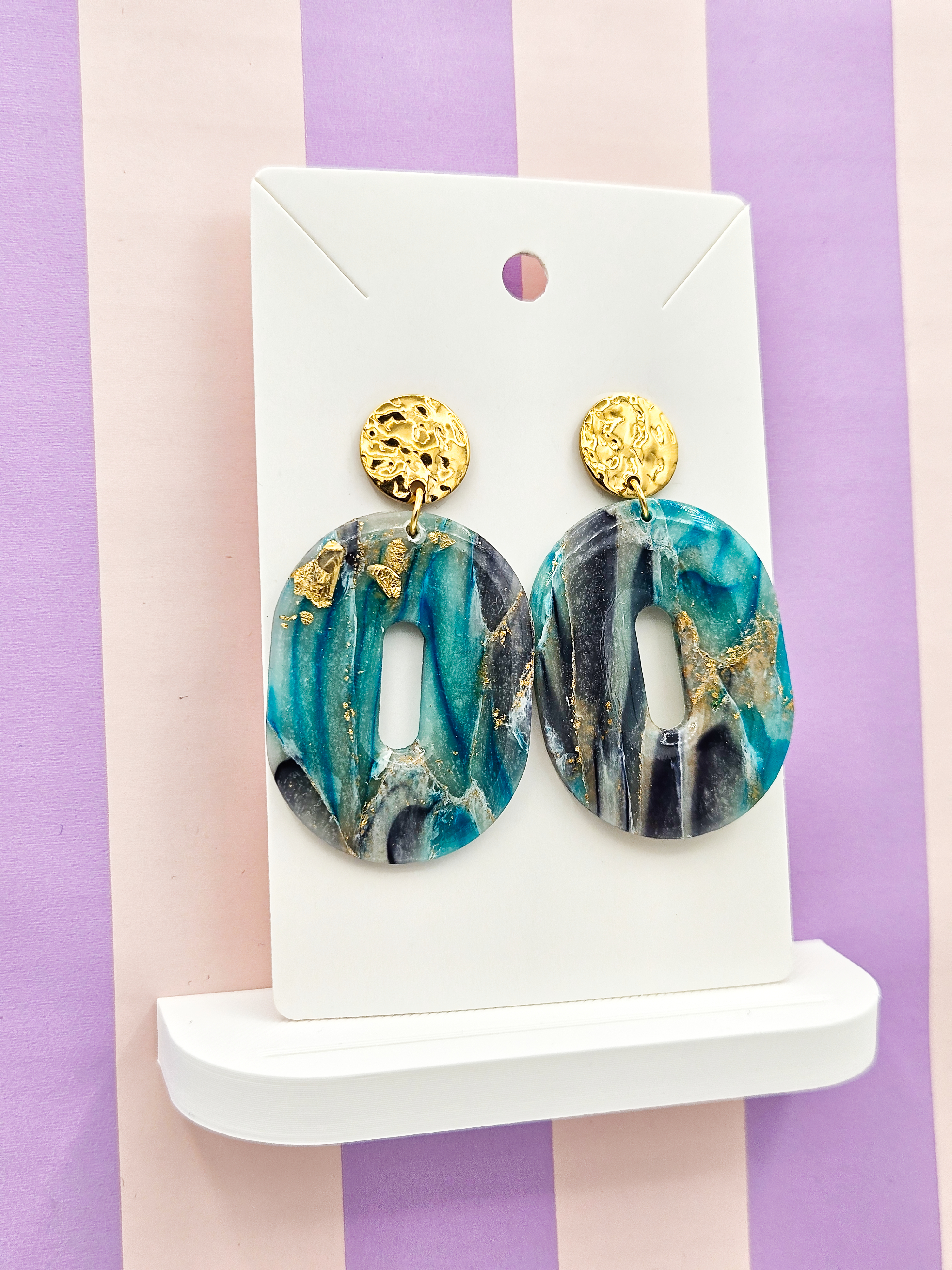 Polymeerklei oorbellen - Marmer