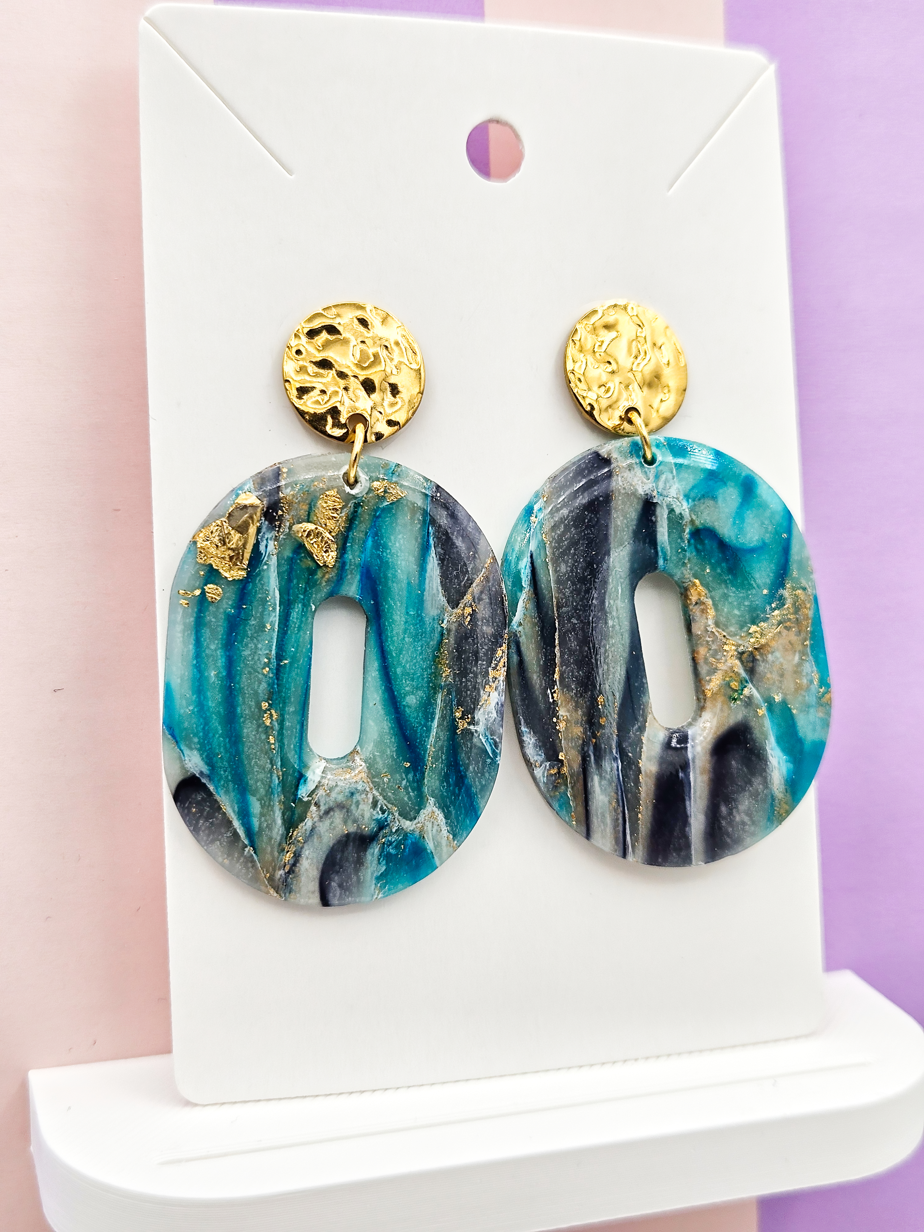 Polymeerklei oorbellen - Marmer