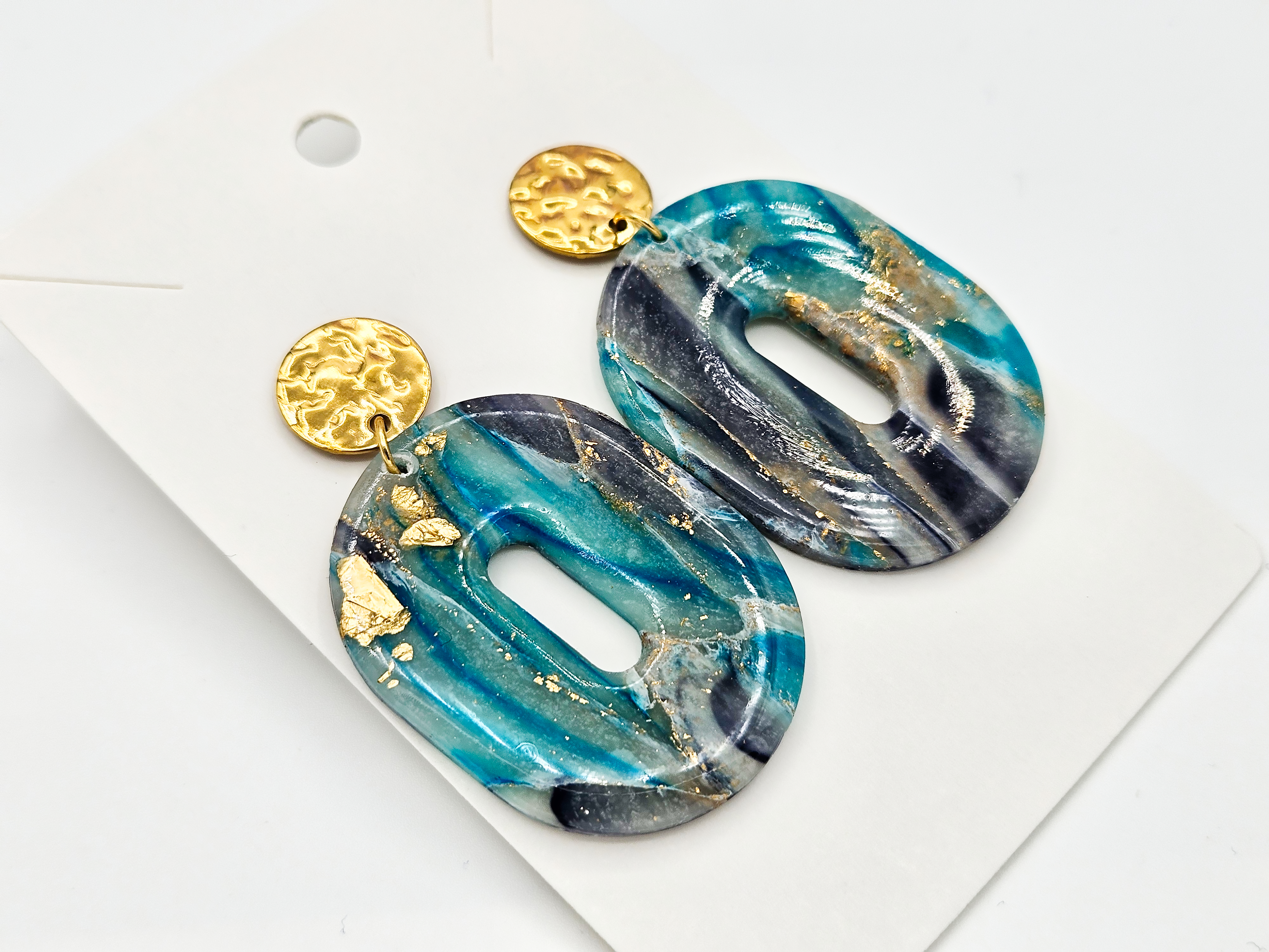 Polymeerklei oorbellen - Marmer