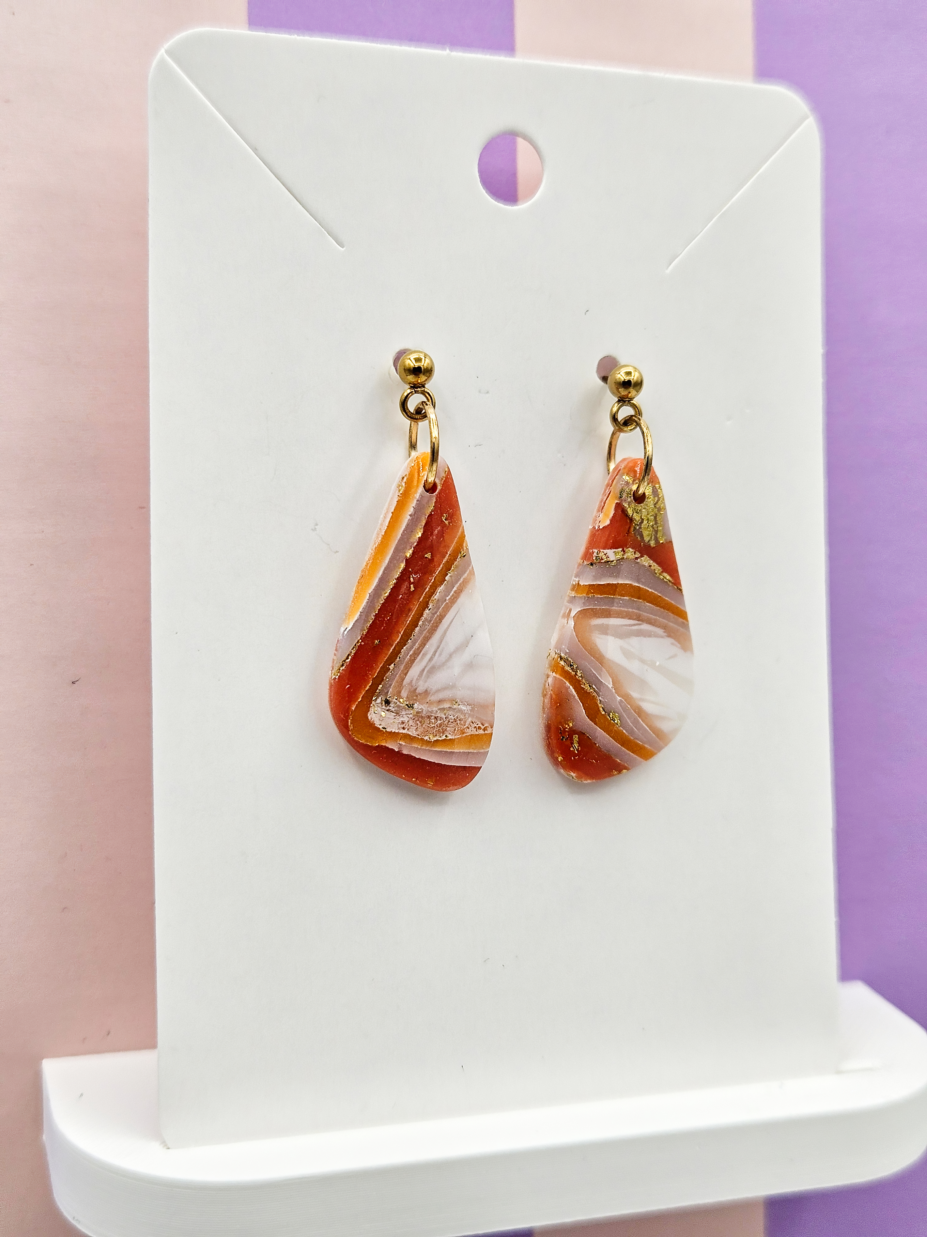 Polymeerklei oorbellen - Agaat