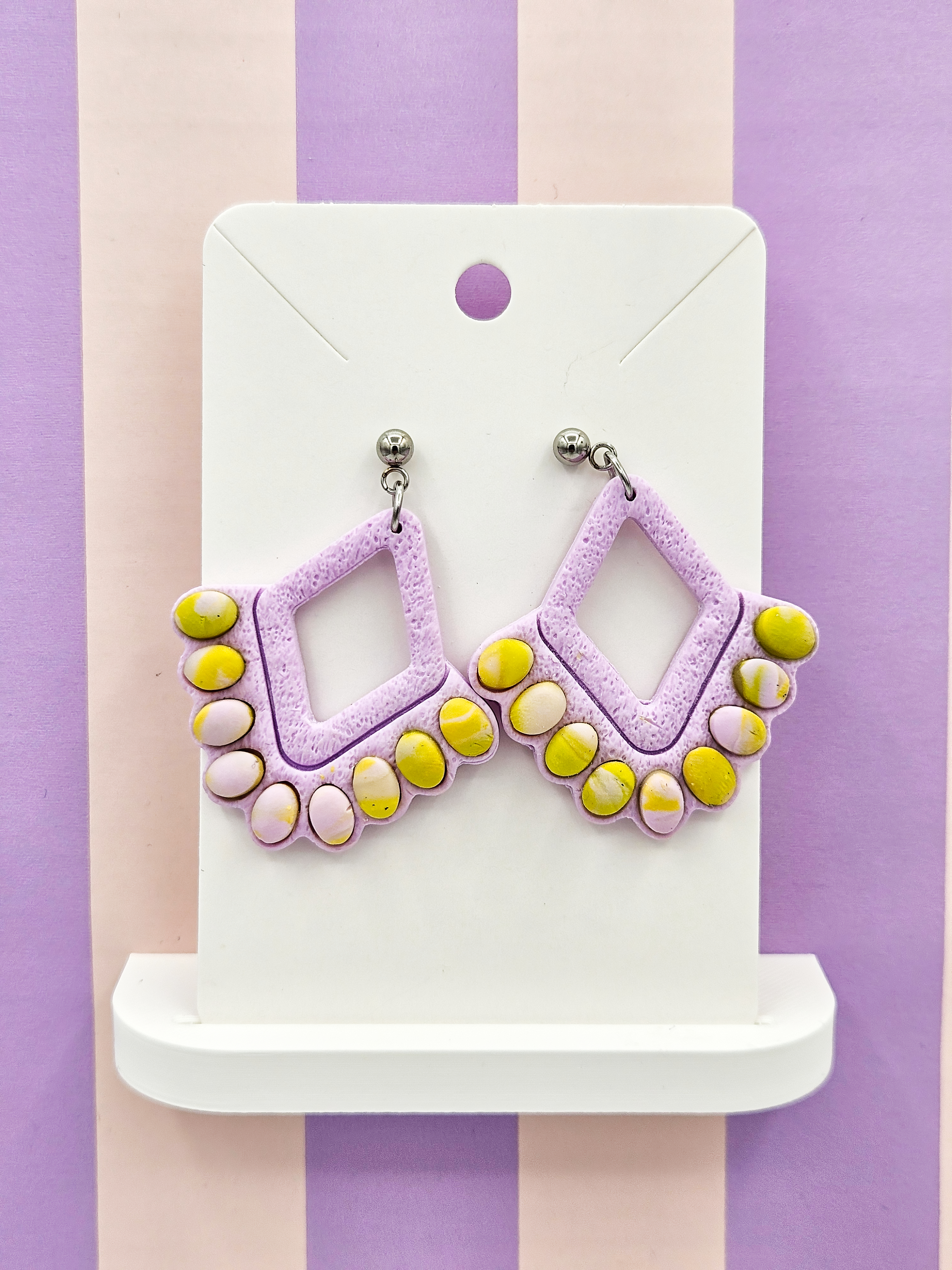 Polymeerklei oorbellen - Lila