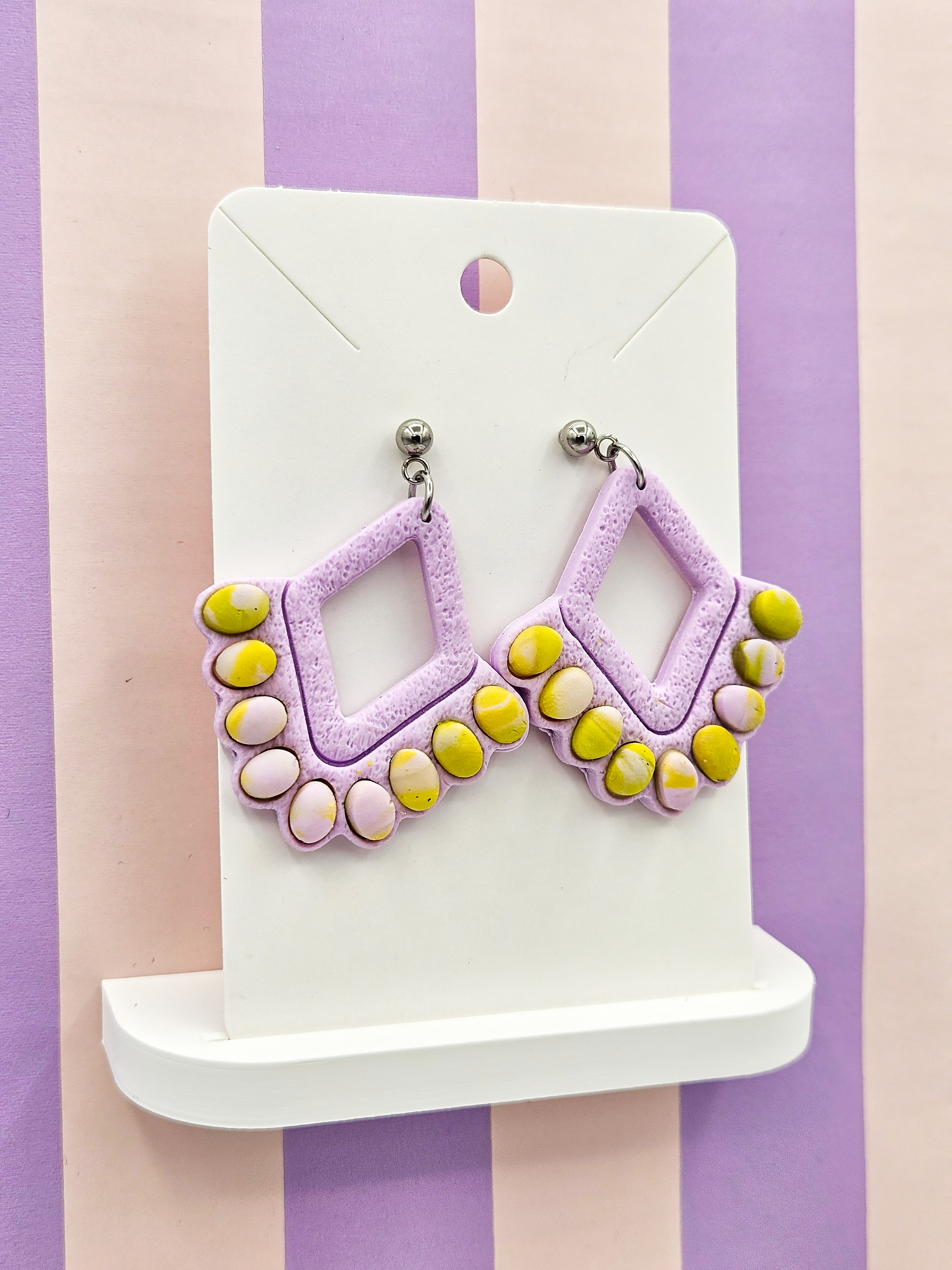 Polymeerklei oorbellen - Lila