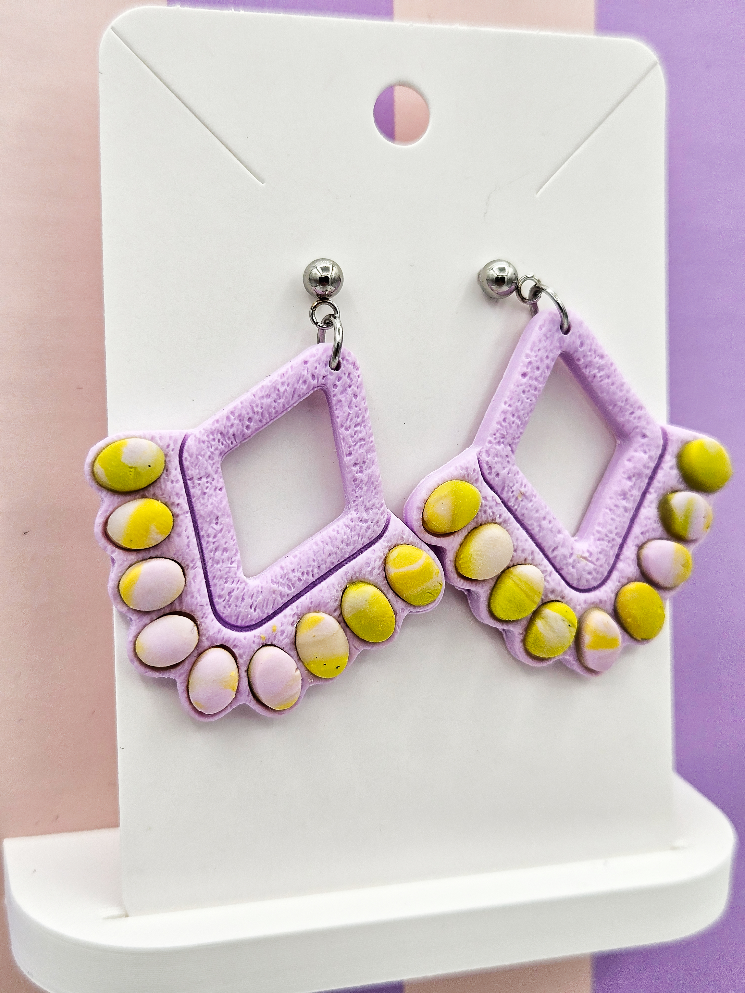 Polymeerklei oorbellen - Lila