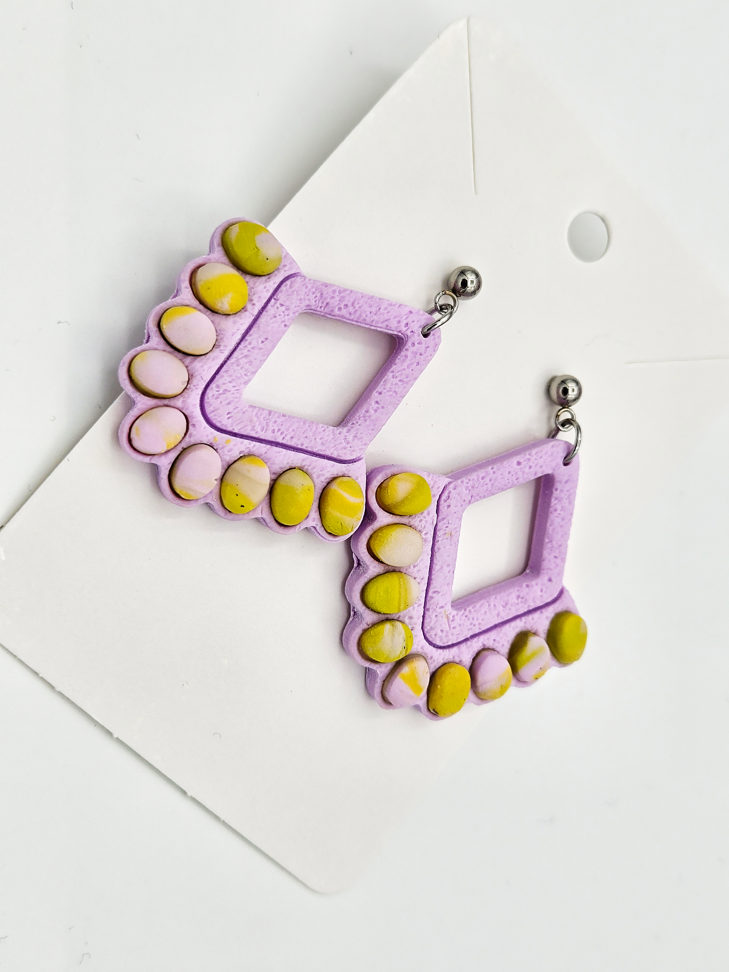 Polymeerklei oorbellen - Lila