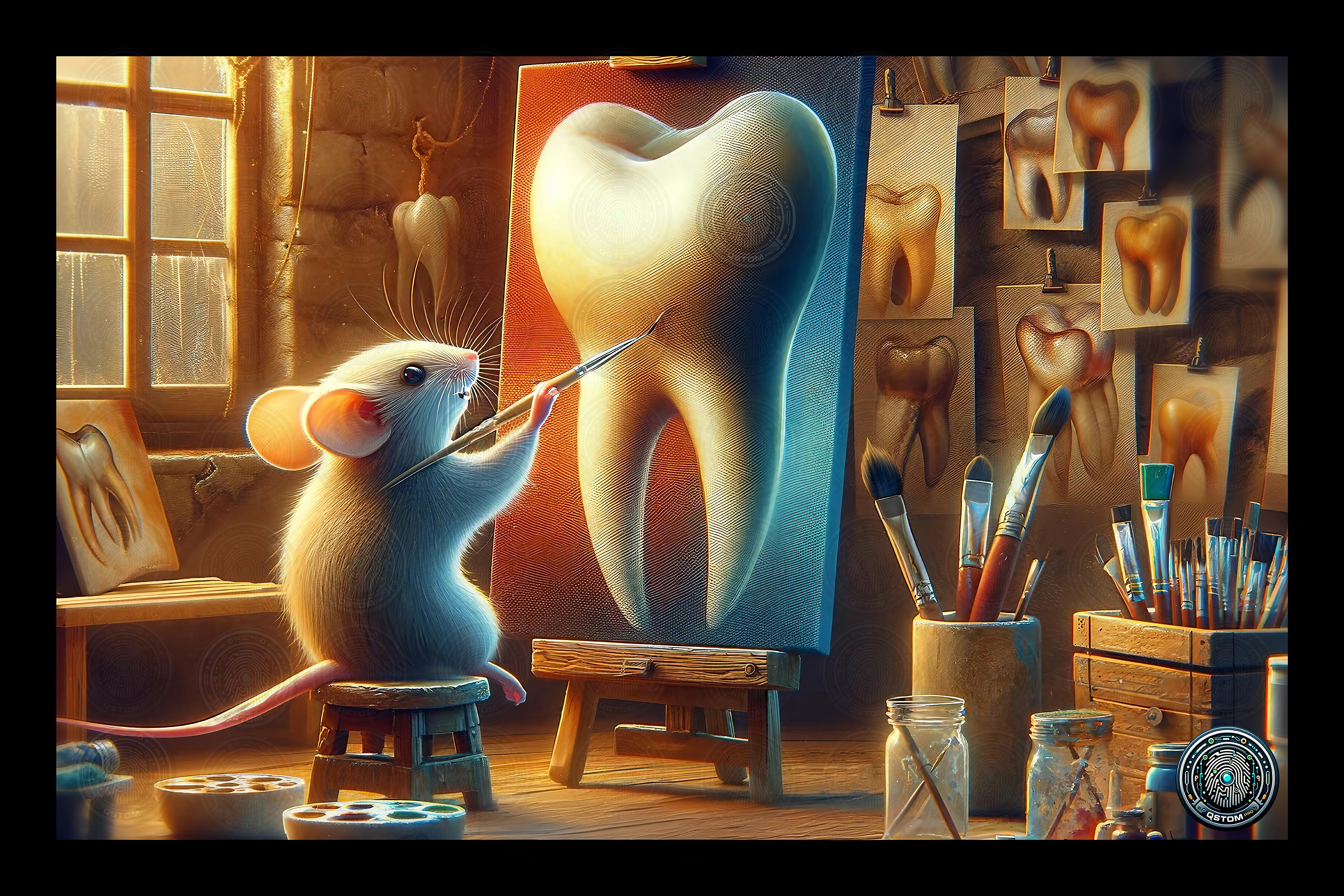Souris Artiste et sa Dent Peinte : L'Art Dentaire Réinventé